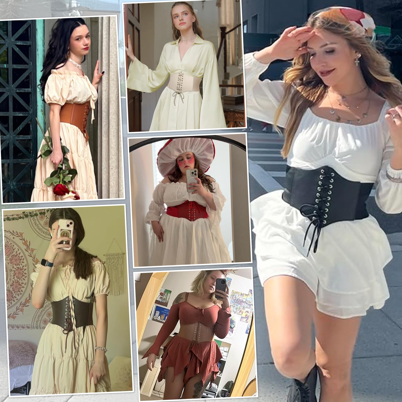WERFORU Damski pasek Tied Waspie, szeroki pasek sznurowany, gorset, elastyczny pasek w talii