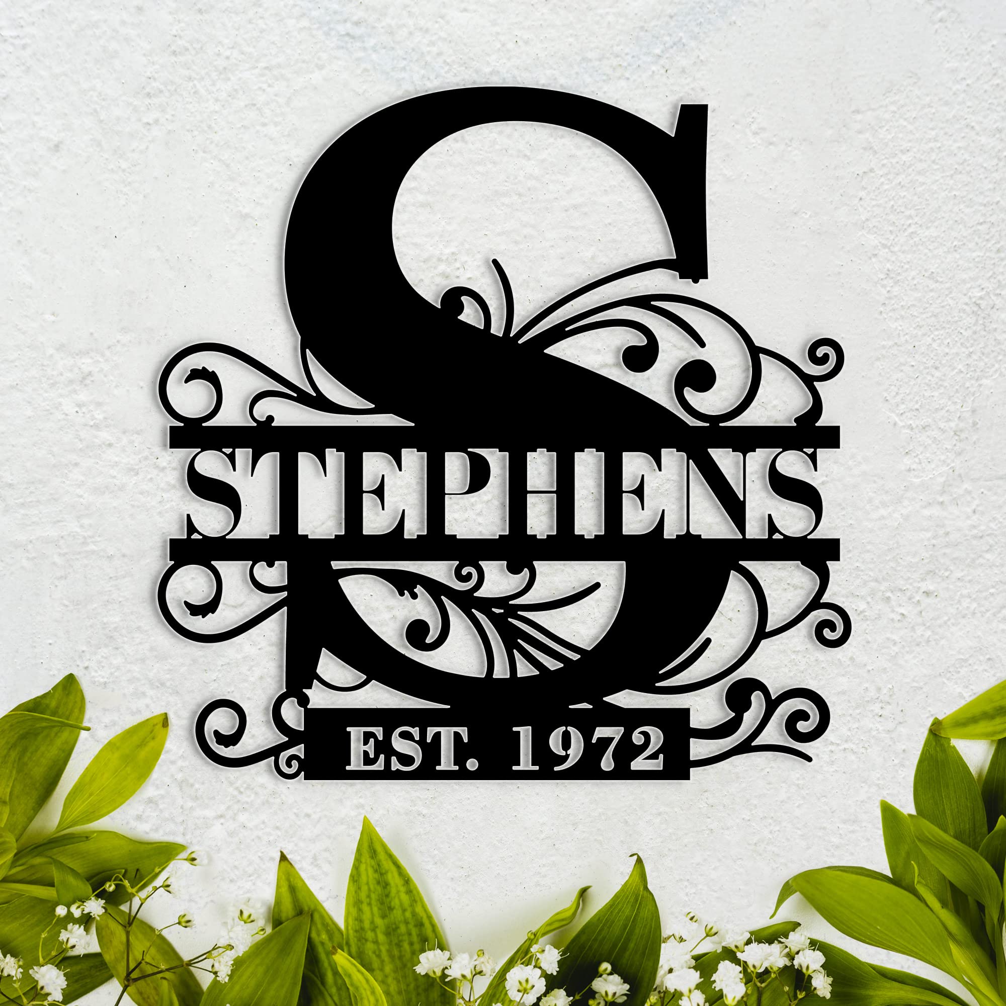 IWANTDIY Custom Last Name Sign - Split Letter Personalized Metal Family Door Hanger Outdoor Wedding Gift