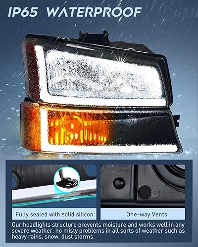 Miniatura 5 de Nilight Conjunto de faros delanteros Led DRL para Chevy Silverado Avalanche 2003 2004 2005 2006 Chevy Silverado Avalanche 1500 2500 35002007