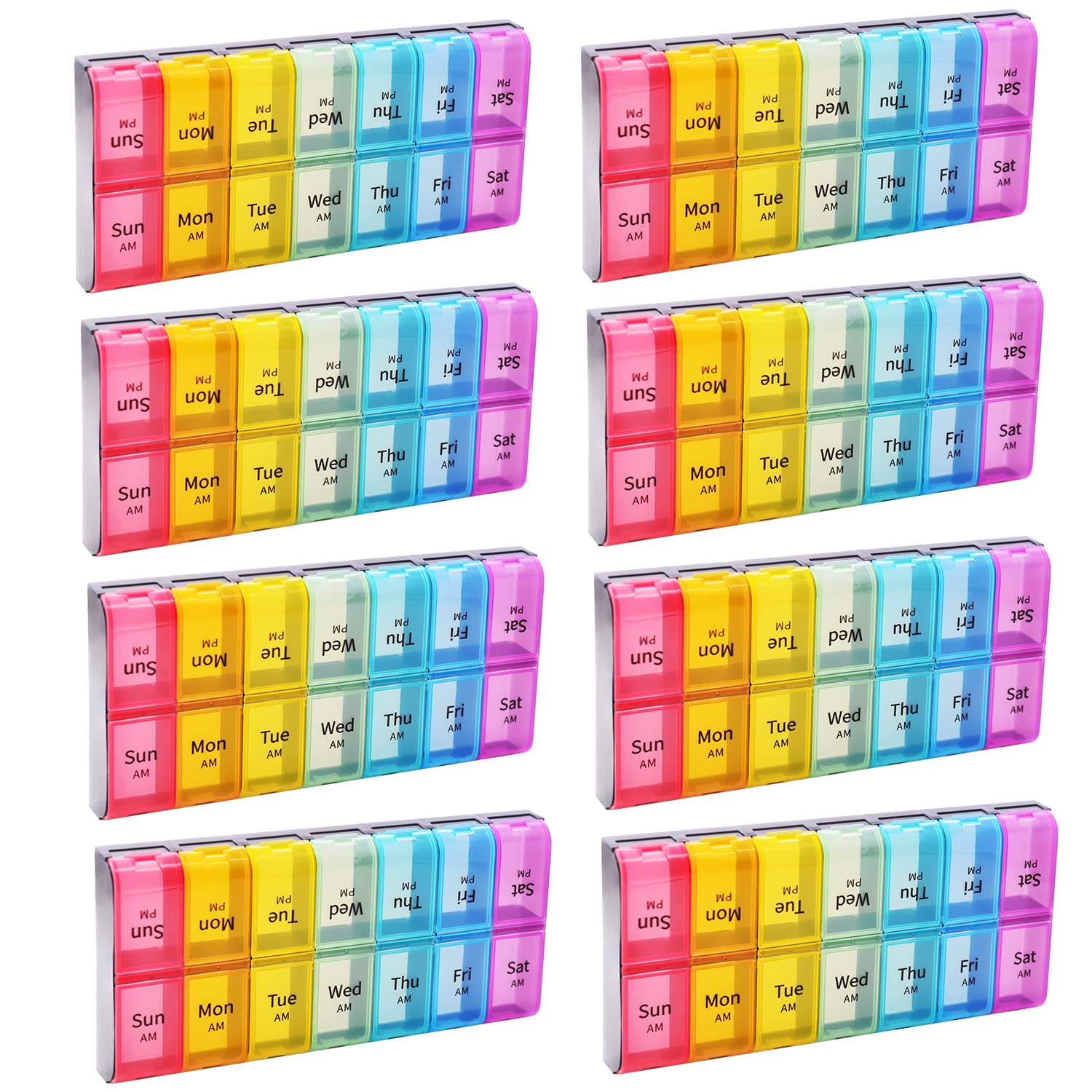 Greencycle Weekly 7 Day Pill Organizer 2 Times A Day Moisture-Proof Large Pill Cases Pill Box Design for