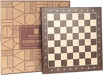 Wooden Chess Board 16 Inch - Professional Tournament Chessboard Only, Premium Wood Board Game with Notation, Scratch-Resistant UV Coating, Portable Table Chess Board No Pieces with Gift Package