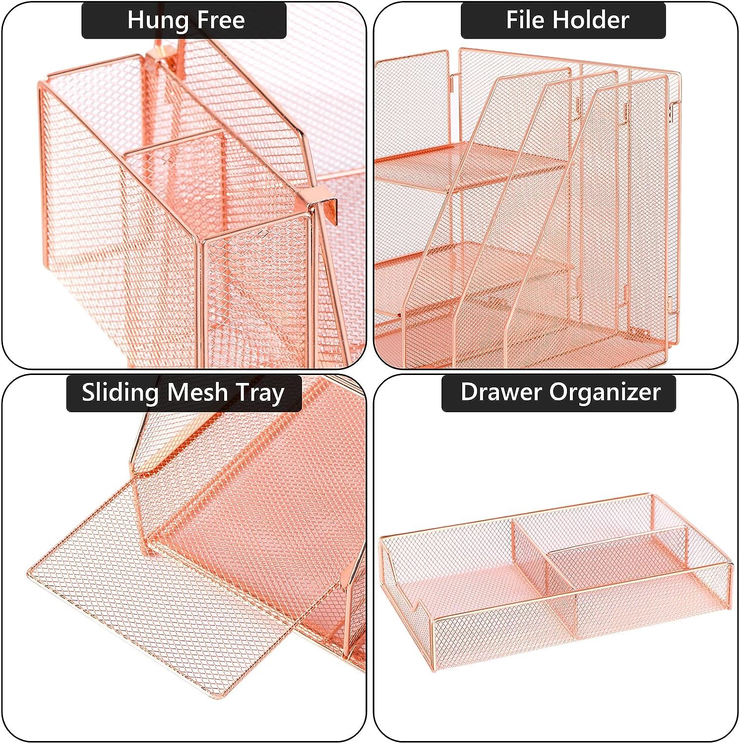 Organizer da scrivania in metallo | Nero Rosso 10,24 * 11,02 pollici for scrivania: spazio for ufficio(R)