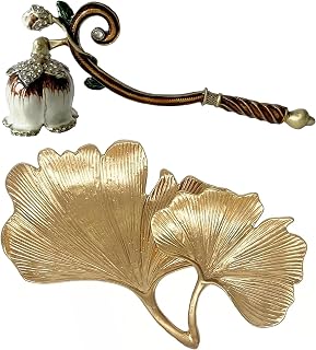 Candle Snuffer and Small Leaf Shaped Trinket Dish - A Unique Extinguisher Tool and Gold Jewelry Organizer Set for Stylish Home Decor Enthusiasts and Candles Lovers Alike