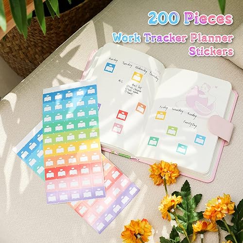 Miniatura 5 de Spakon 200 calcomanías de fitness para planificador, básculas de peso arcoíris, mini calcomanías de ejercicio lindas para mujeres y hombres, álbumes