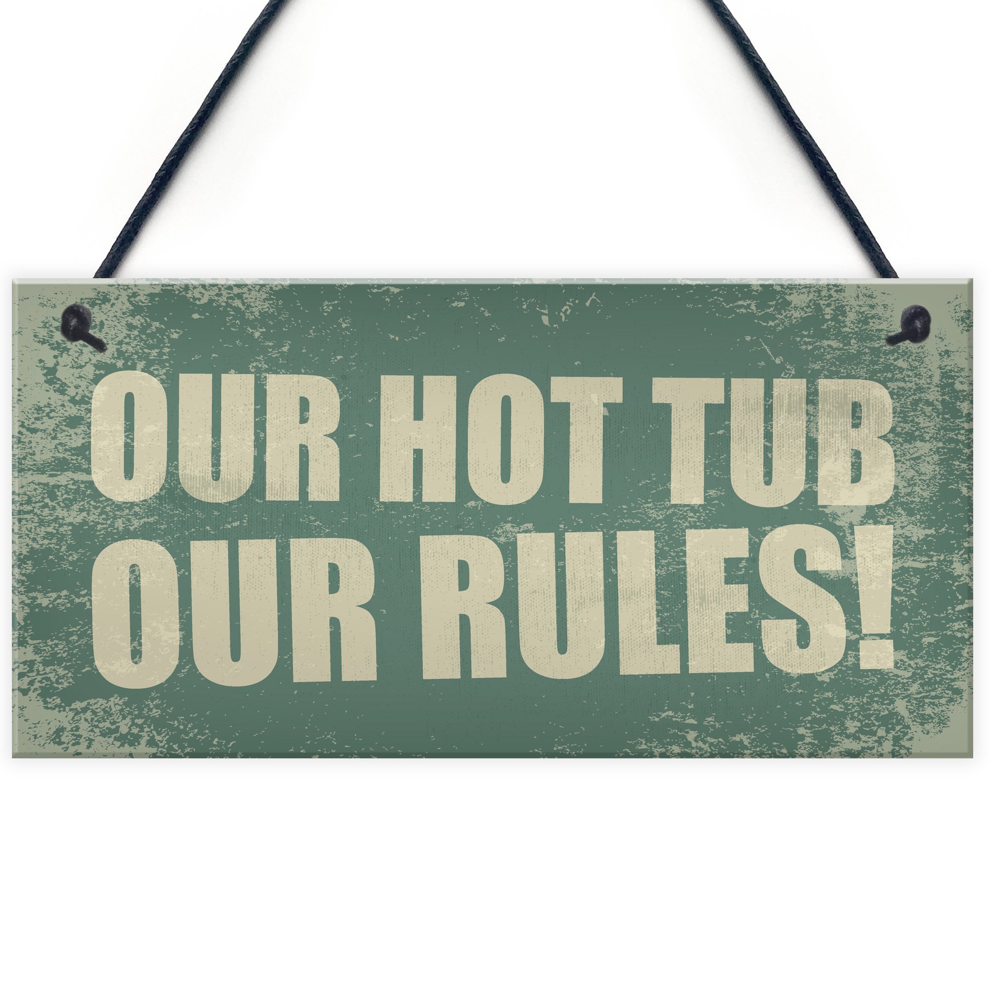 Red Ocean Hot Tub Our Rules Hanging Garden Shed Plaque Party Pool FRIEND Friendship Gift Sign