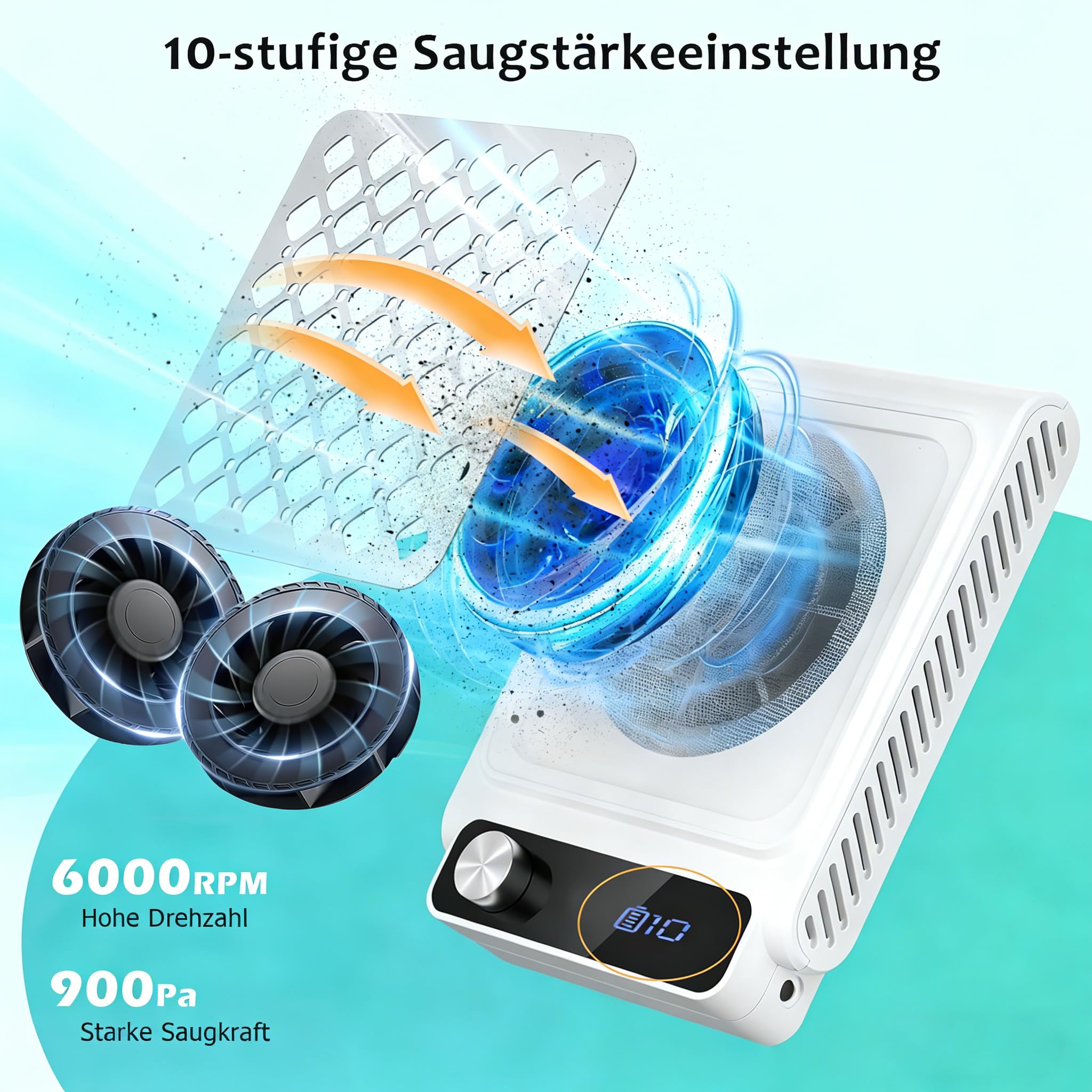 Aspirador de uñas con 10 niveles de succión y 30 filtros, 6000 rpm, aspirador silencioso para uñas, batería recargable inalámbrica, aspiradora profesional para uñas de gel y manicura | Aspirador de polvo para uñas, batería recargable inalámbrica, aspirado