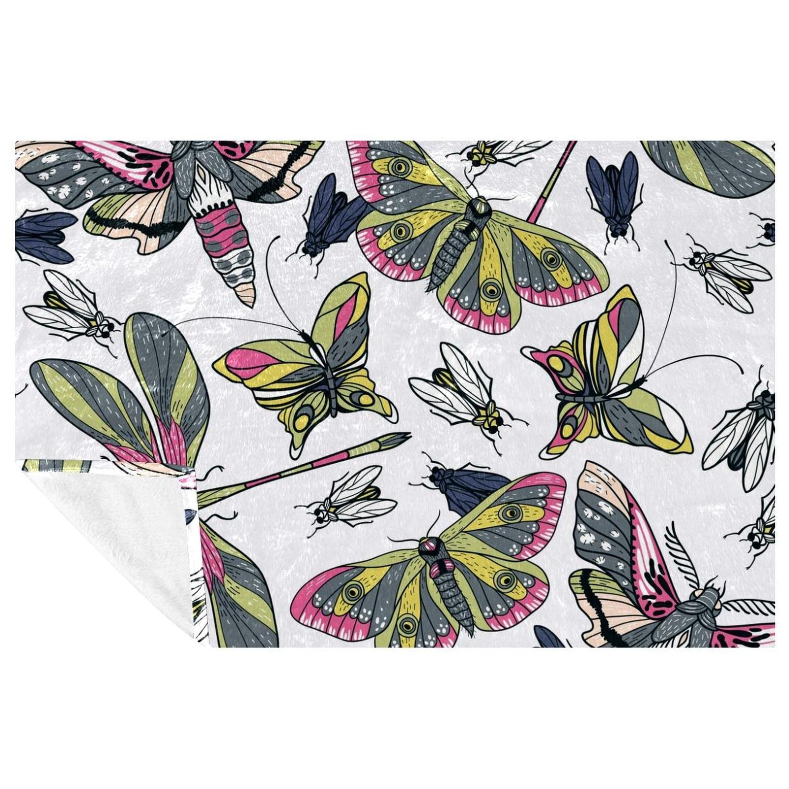 Couverture douce motif papillon 150x100 cm pour lit et canapé