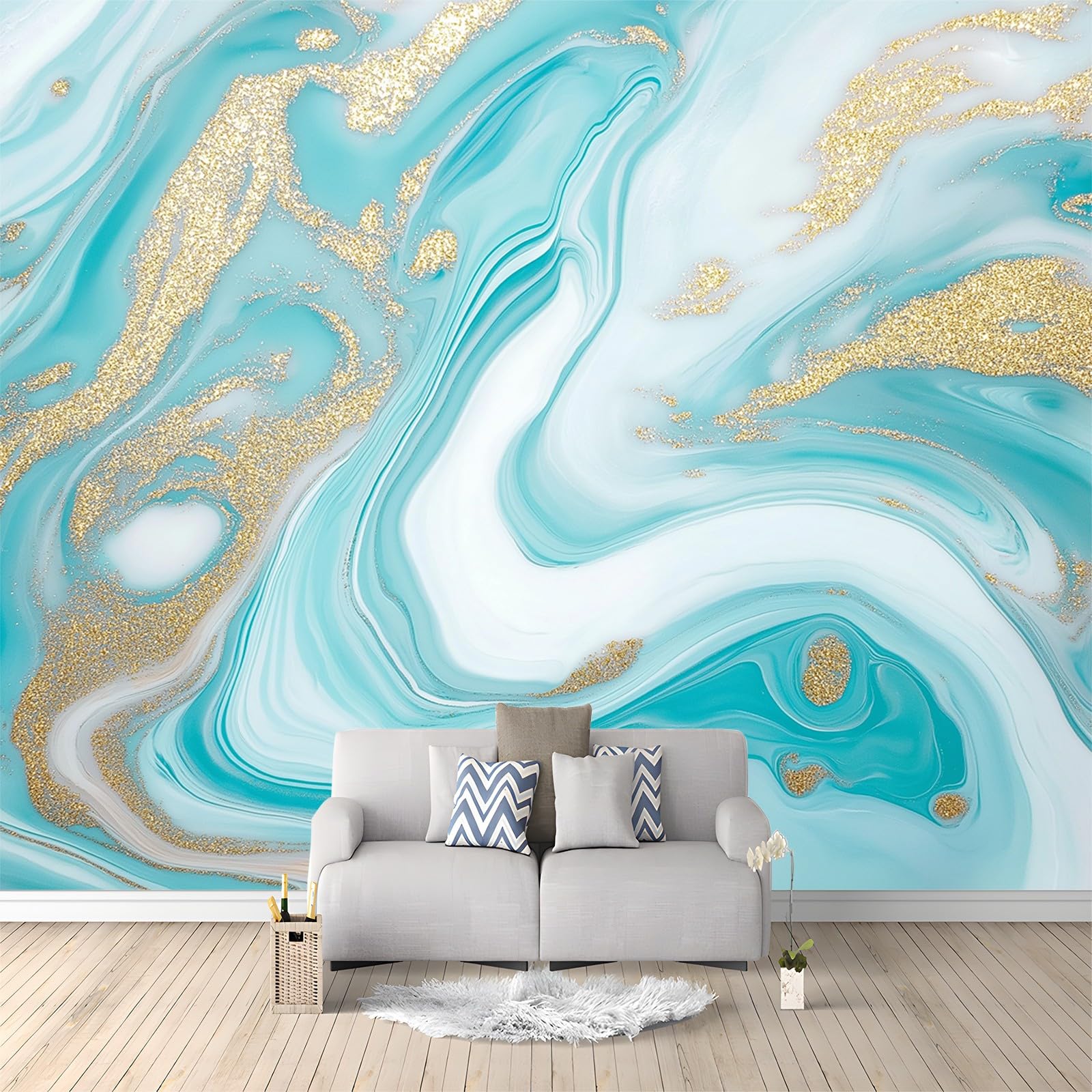 Turquoise Marble Abstract Pattern Mural Wallpaper Photo Home Turquoise Backdrop Wall Photo Mural Wallpaper Living Room Bedroom Theme Hotel Warm Decor Papel Mural 300x210 cm