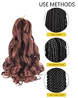 Vista 3 de Cabello rizado francés trenzado de 10 pulgadas, color 33, cabello rizado preestirado, 8 paquetes de trenzas de ganchillo para trenzas de caja