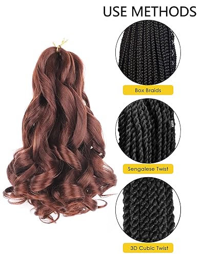 Miniatura 3 de Cabello rizado francés trenzado de 10 pulgadas, color 33, cabello rizado preestirado, 8 paquetes de trenzas de ganchillo para trenzas de caja con