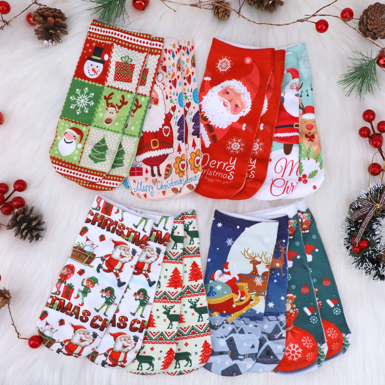 5 Paires Socquette De Noel, Chaussettes Noël, Bas De Noël