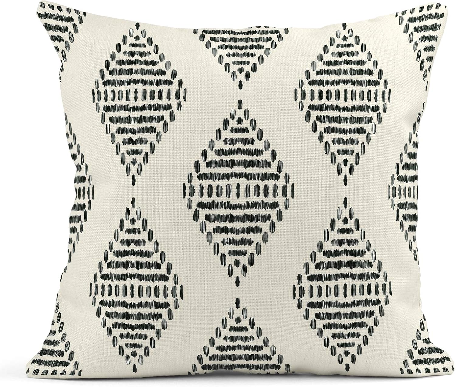 Set of 4 Black and White Bohemian Polyester Pillow Covers