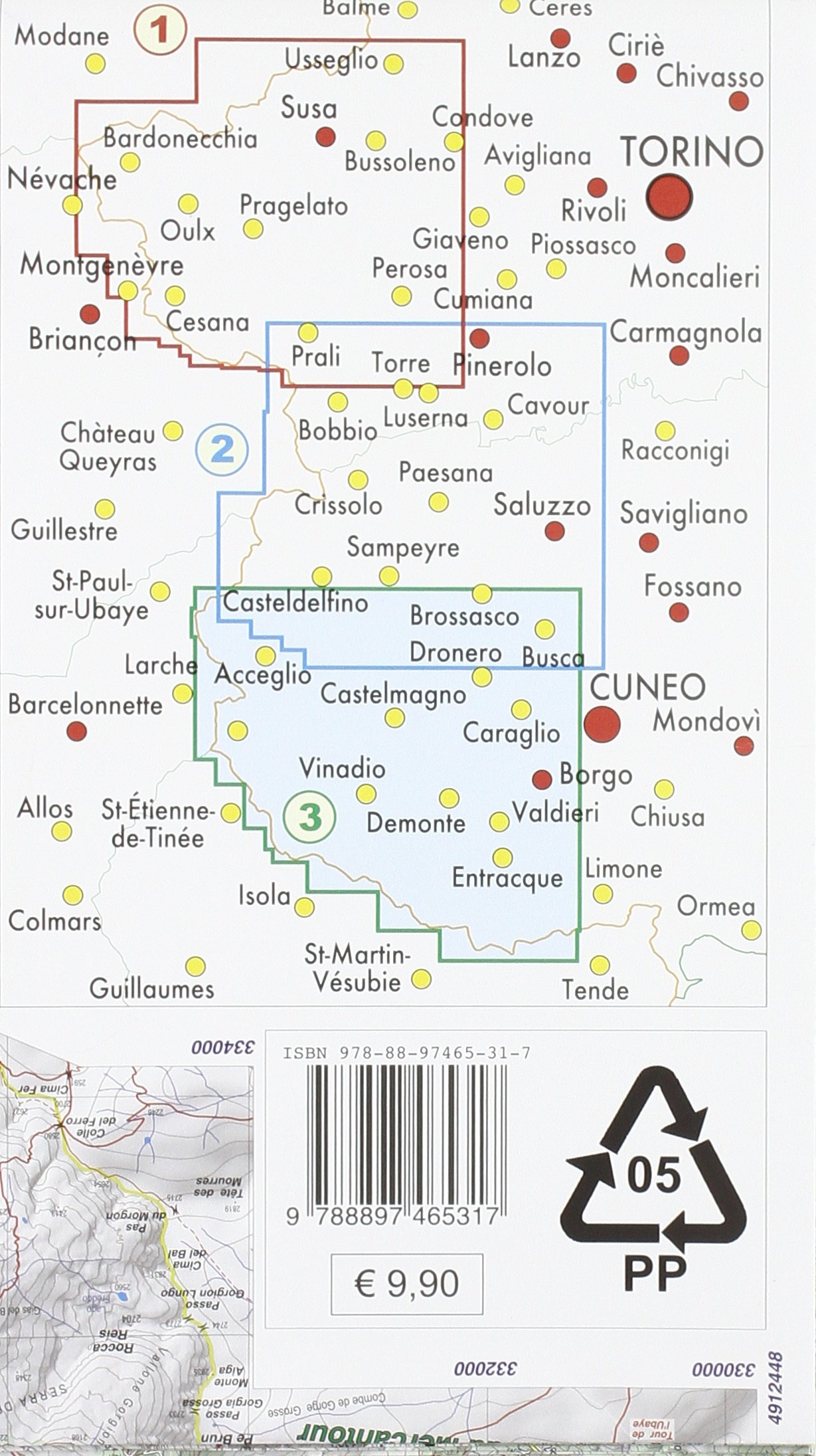 Carta n. 50.3. Val Maira, Grana, Stura e Gesso. Carta dei sentieri e stradale 1:50.000