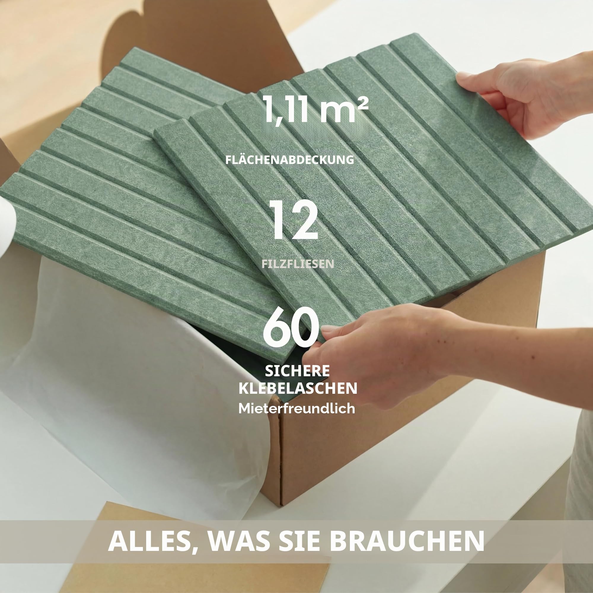 VIVELDA Große Korktafeln für Wände, schwarze Filzalternative – Lamellen-Wandverkleidungen, Pinnwandfliesen für Heimdekoration, Pinnwand-Organizer für Büro oder Klassenzimmer, 12er-Pack (Palme)