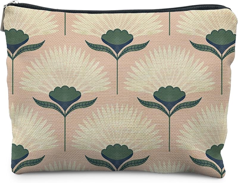 Necessaire de maquiagem RYYCDOI Vintage Boho Floral Dandelion, retangular, com zíper