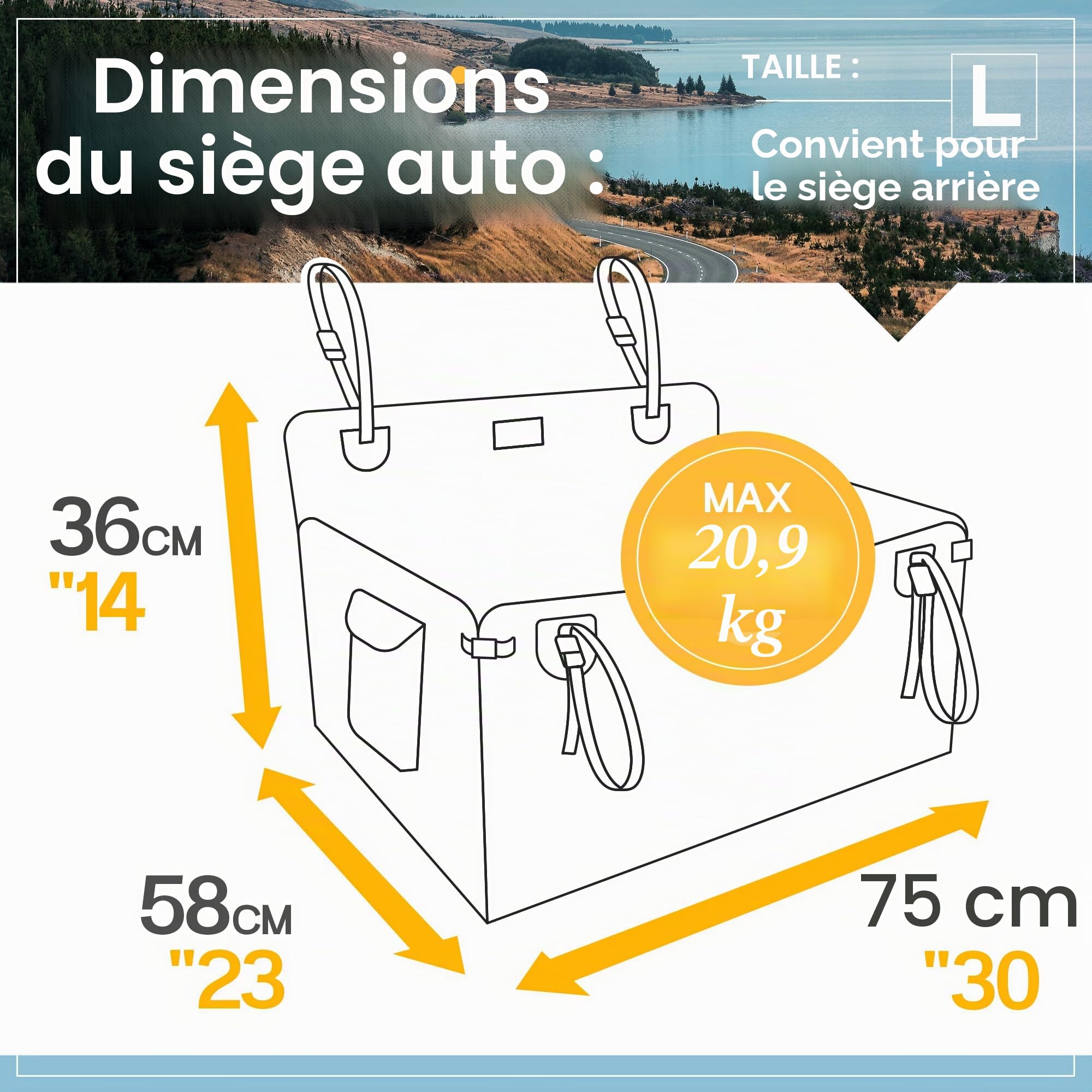 PETPROVED Panier Chien Voiture Siege Auto Chien Imperméable Sieges Arriere Siege Panier Voiture Auto Moyenne Taille Grande Taille