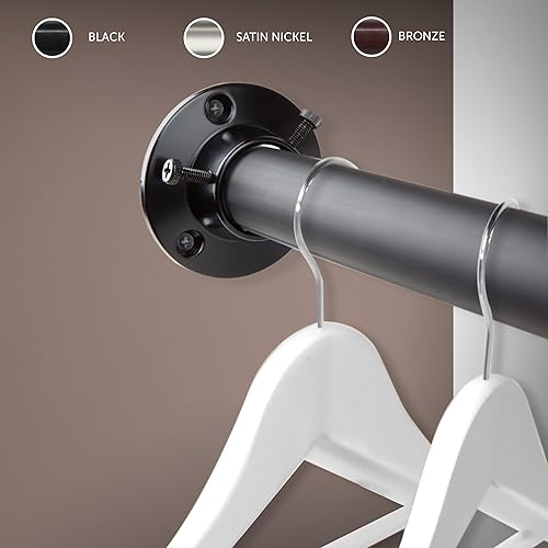Miniatura 2 de Rod Desyne C-1943-DP100-282 Barra de armario ajustable de 1 pulgada con juego de enchufes, 28-48 pulgadas, negro