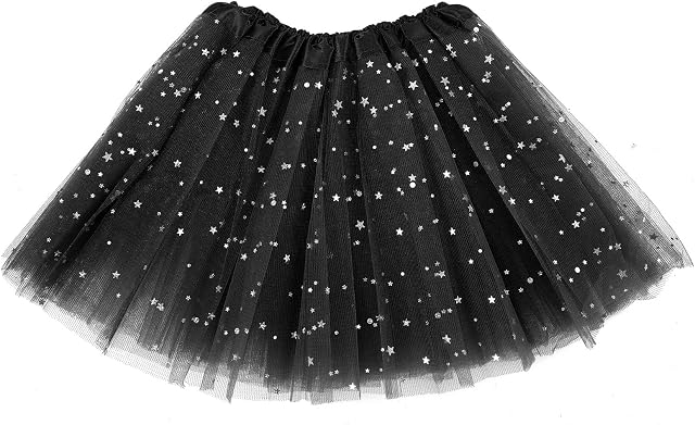 Sibba Sparkle Tutu Skirt Ballet Dance Skorts 3 Layered Tulle Sequin Star Skirts Role-Playing Birthday Princess Party for Girls Toddler 2-7 Years Sports Outdoor Clothing Costume