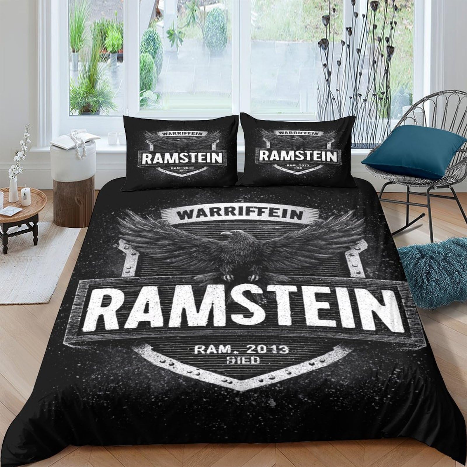 Ctjqhvkz Style-5 3D Printed Dark Eagle Fitted Sheet Microfiber Soft Black Grunge Shield Mattress Cover For Bedroom Guest Room Decor Single（135X200cm）