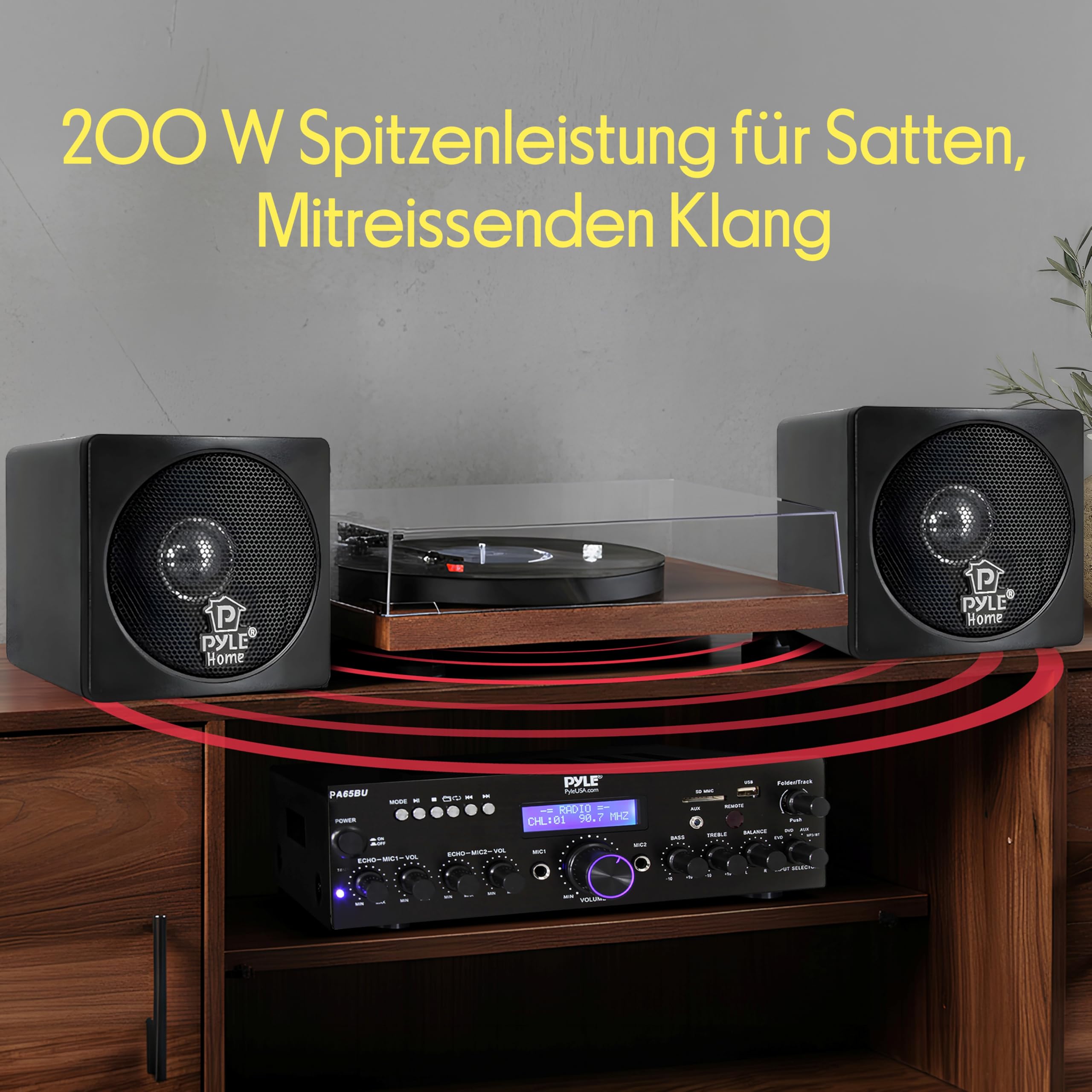 Pyle PC Lautsprecher Boxen Mini, Regallautsprecher Passiv – PC Speaker, Mini Bookshelf Speakers – für PC Boxen, 200W Soundsystem als für Monitor oder TV Lautsprecher, 10,16cm