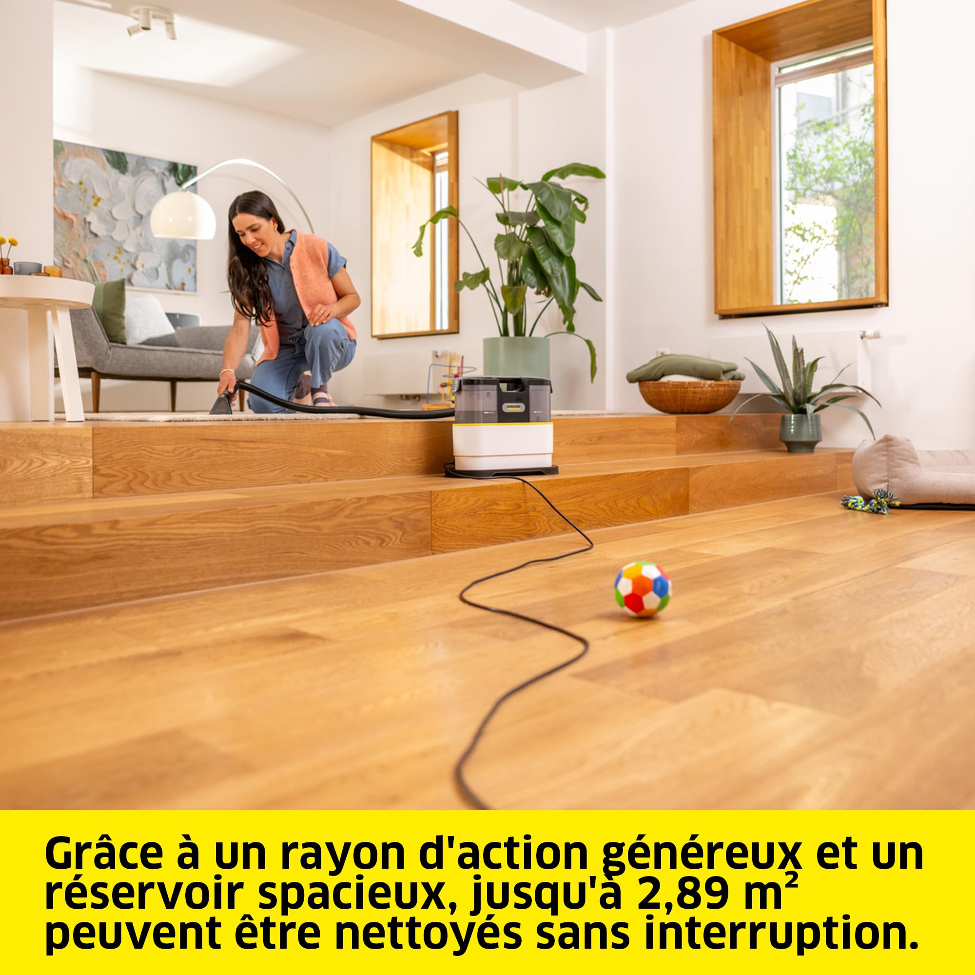 Kärcher Détacheur SE 2 Spot Care, puissance d'absorption : 450 W, réservoir d’eau propre: 1,5 l, surface : 2,89 m², poids: 4,2 kg, buse de lavage pour meubles, brosse pour taches et détergent RM 519