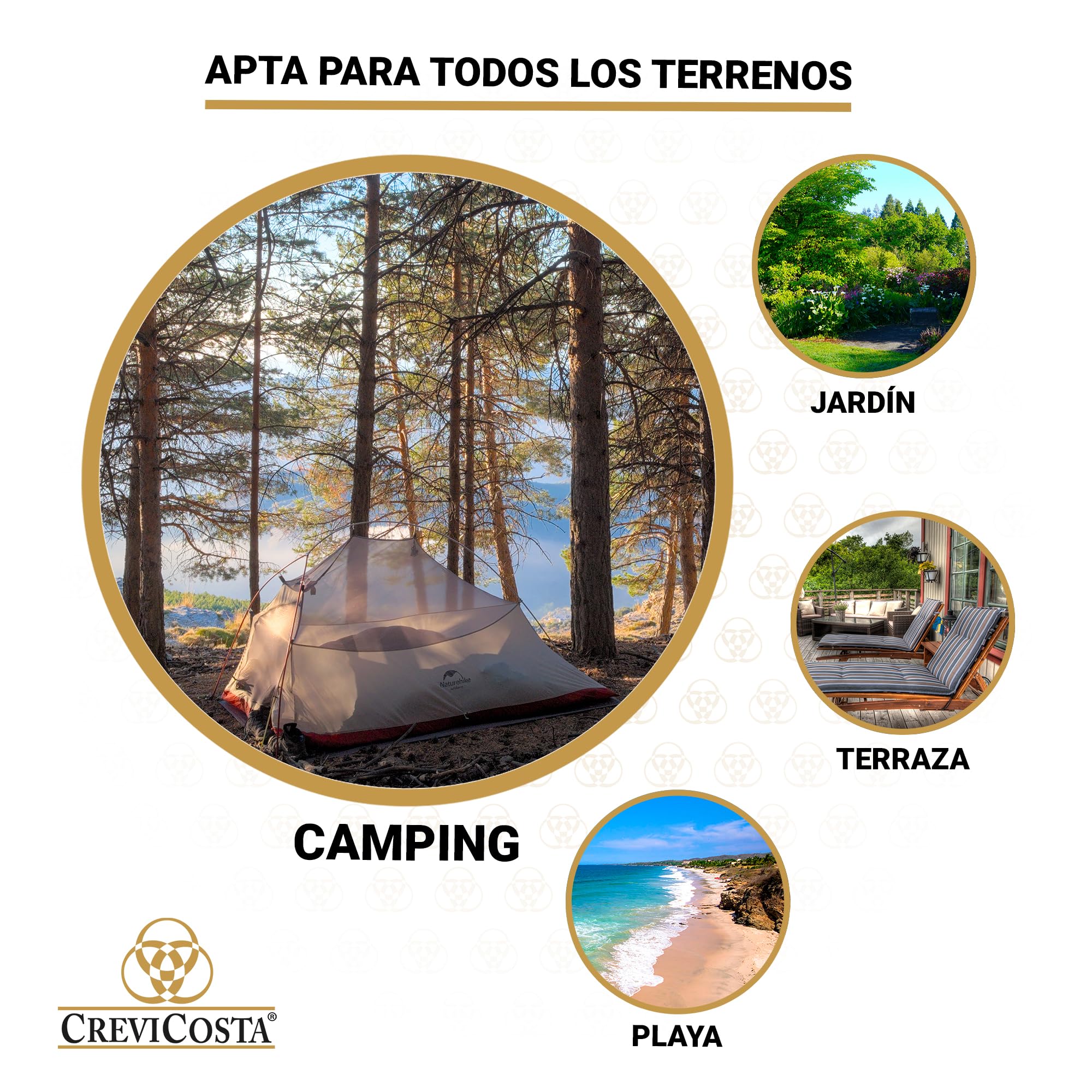 CREVICOSTA QUALITY MARK MARCAS DE CALIDAD - Mesa de Camping Plegable Rectangular 120x80 cm con Asa de Transporte