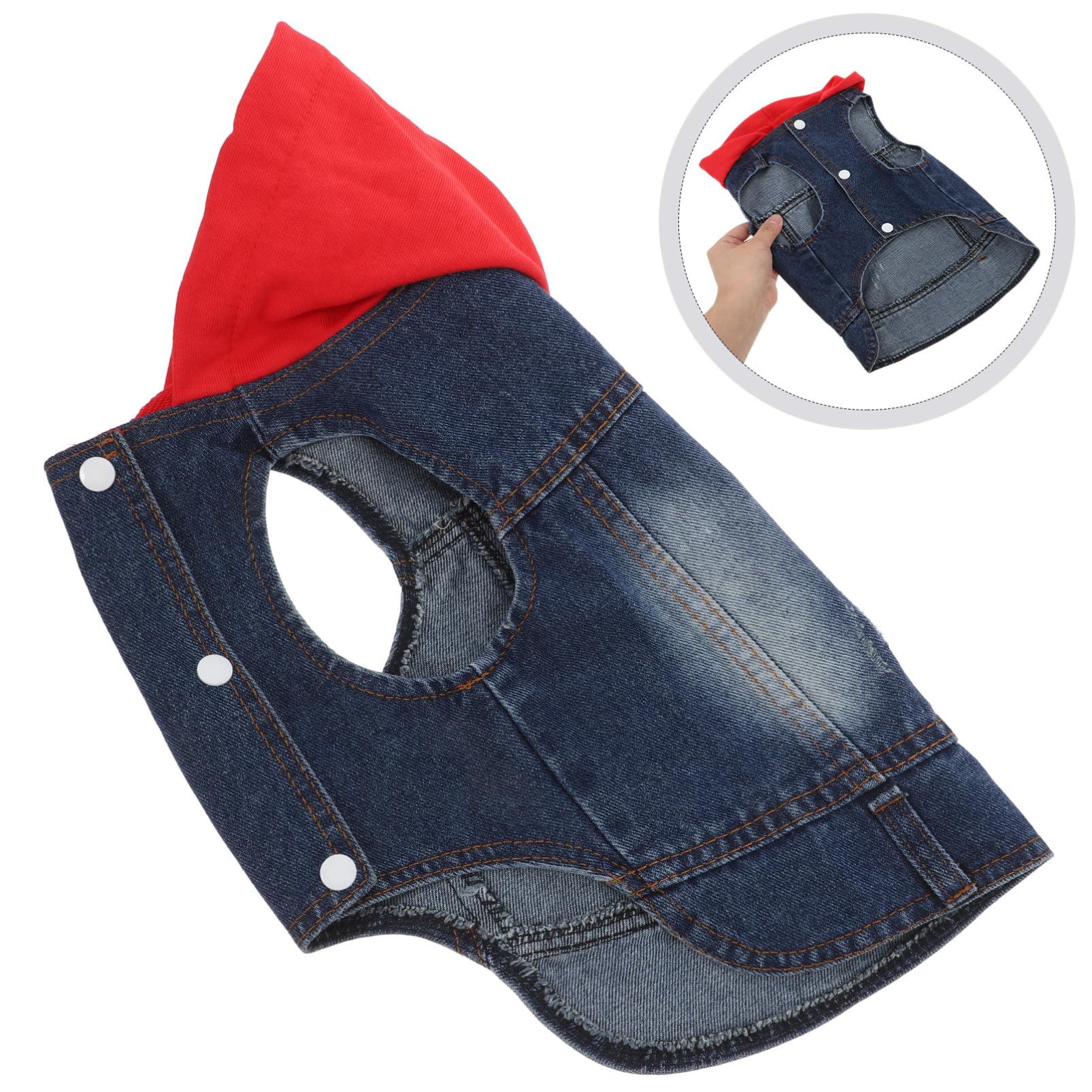 Happyyami Gilet per Animali Domestici Cappotto Cane Cappottino Cane Giubotto Cane Abbigliamento per Cani Costume da Mucca Cane Cucciolo Giacca di Jeans Forniture per Animali Domestici Rosso