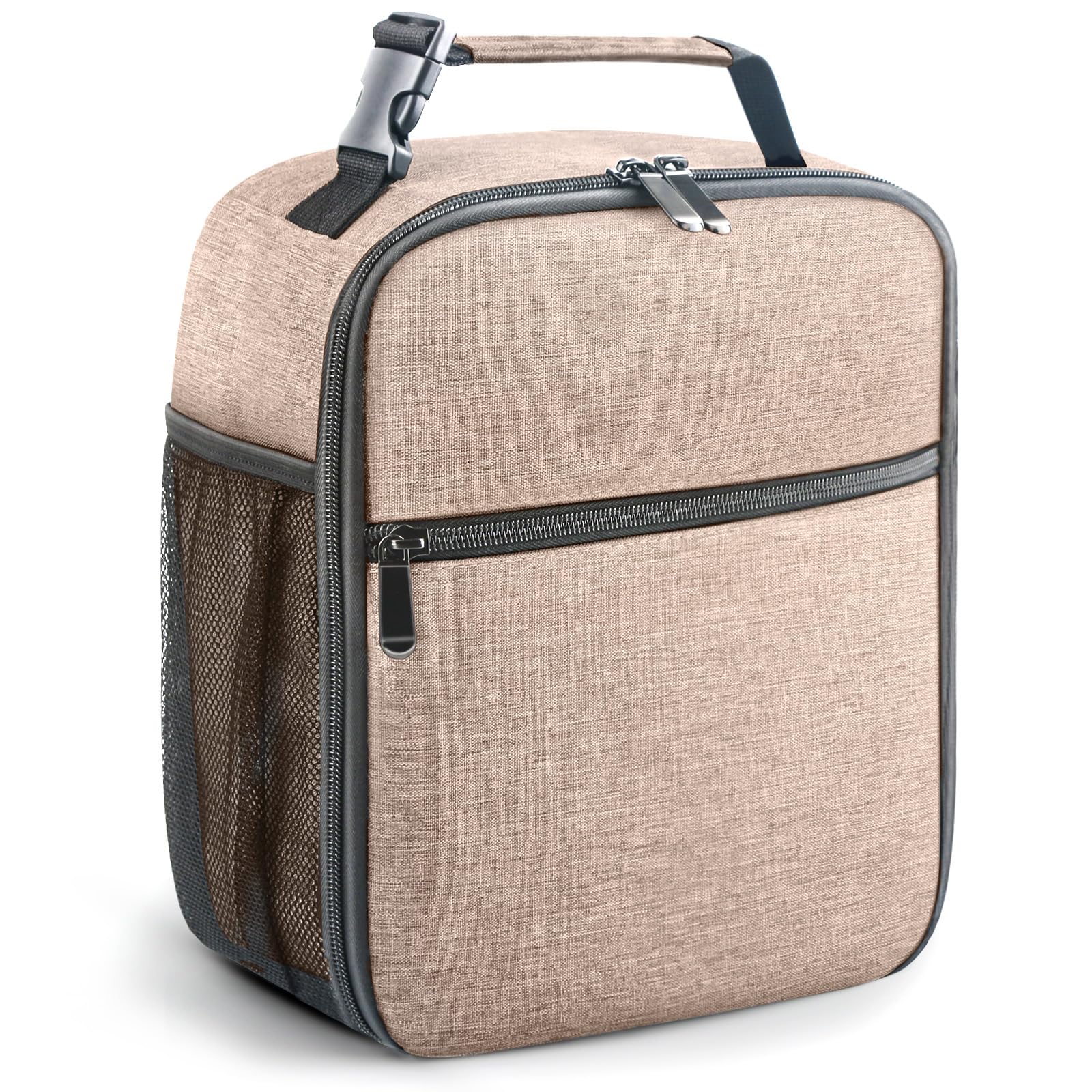 Lunch Bag for Men/Women, Reusable Lunchbox for Adult, Small Insulated Lunch box, Lunch Tote Bag for Office, Work, Picnic - Khaki