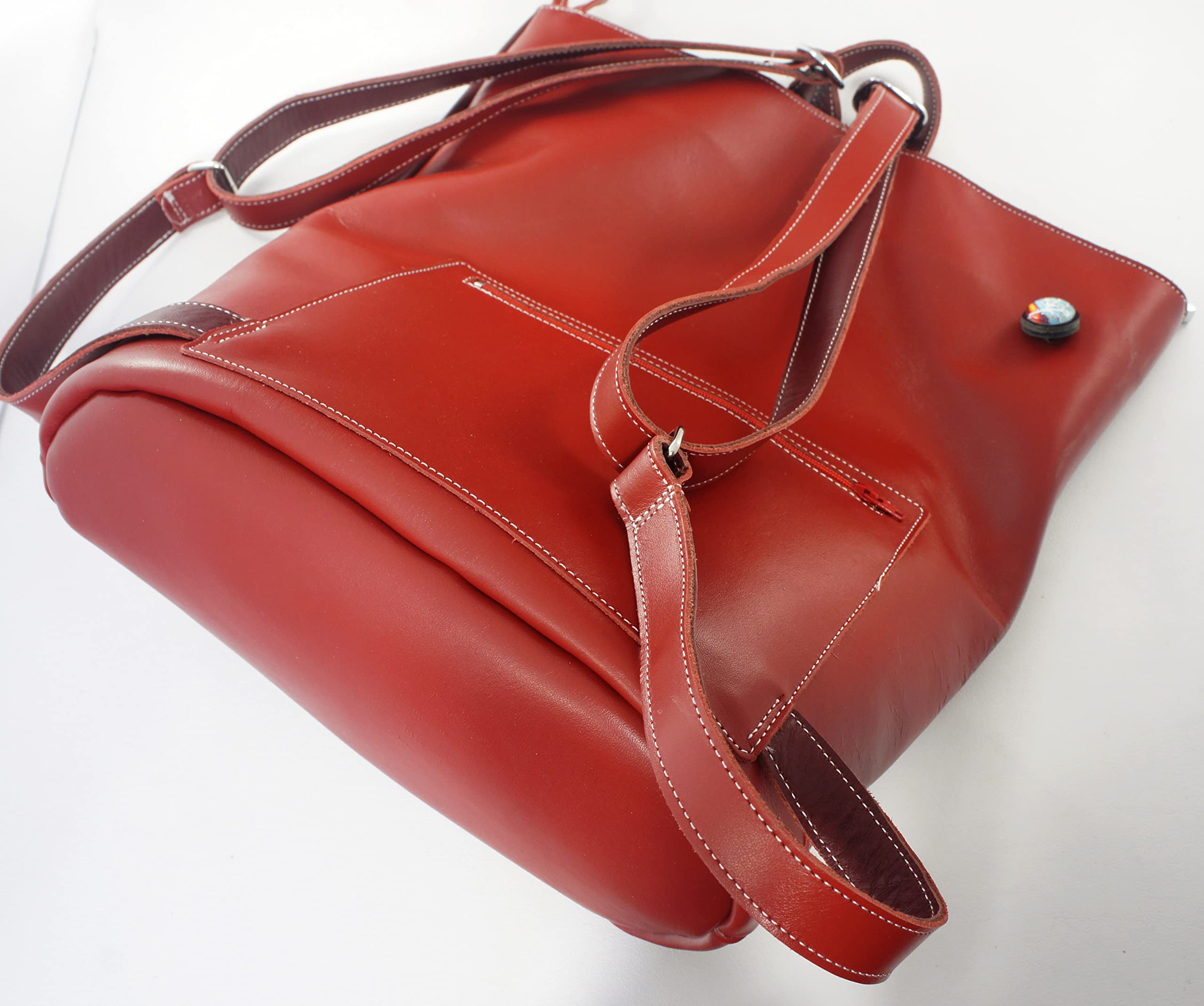 Mochila bolso antirrobo de piel granate
