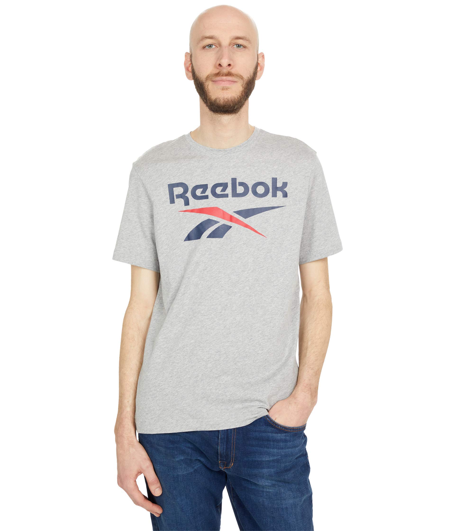 Reebok Training Essentials Graphic T-shirt, medium grey heather/vector navy, S