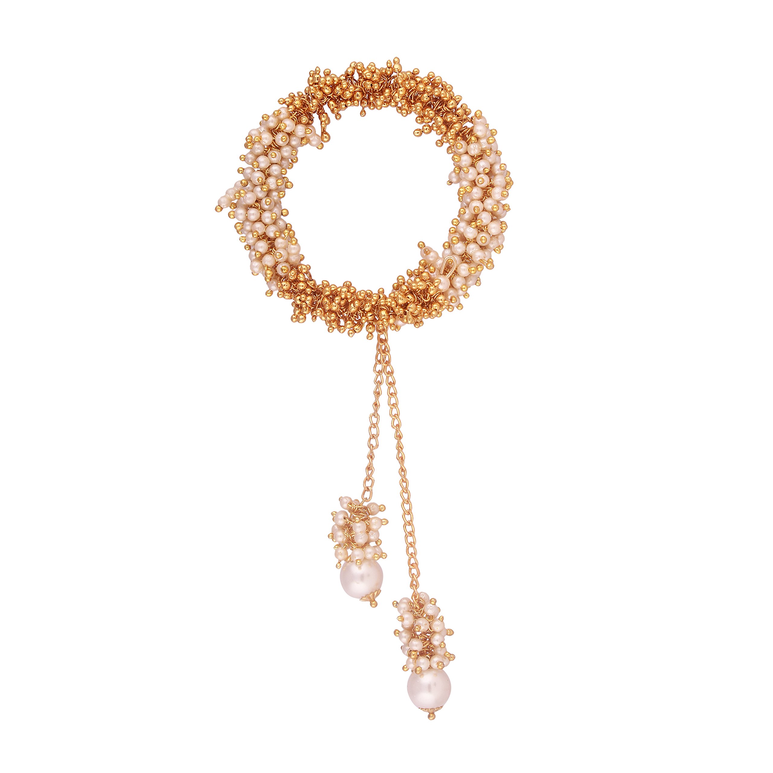 ACCESSHER Gold Plated Traditional Tiny Pearls and Golden Beads Embellished Ethnic Bracelet/Kada/Bangle with Pearl Drops for Women and Girls Pack of 1 (B075MBXHXX) Amazon Price History, Amazon Price Tracker