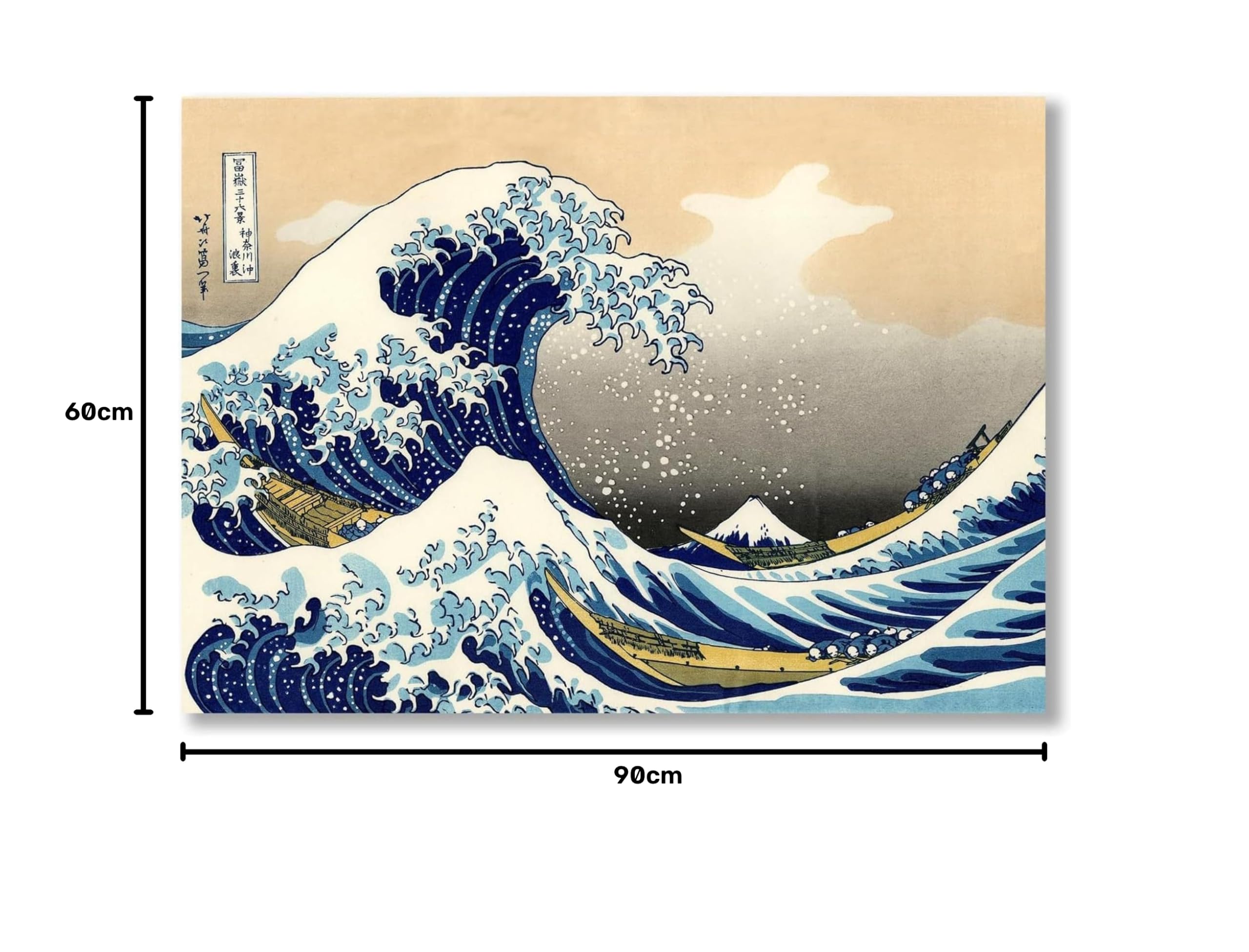 Stampa su Tela – La Grande Onda di Kanagawa – Quadro Arte Giapponese di Katsushika Hokusai per Casa e Ufficio (70, Centimetri, 100, Centimetri)