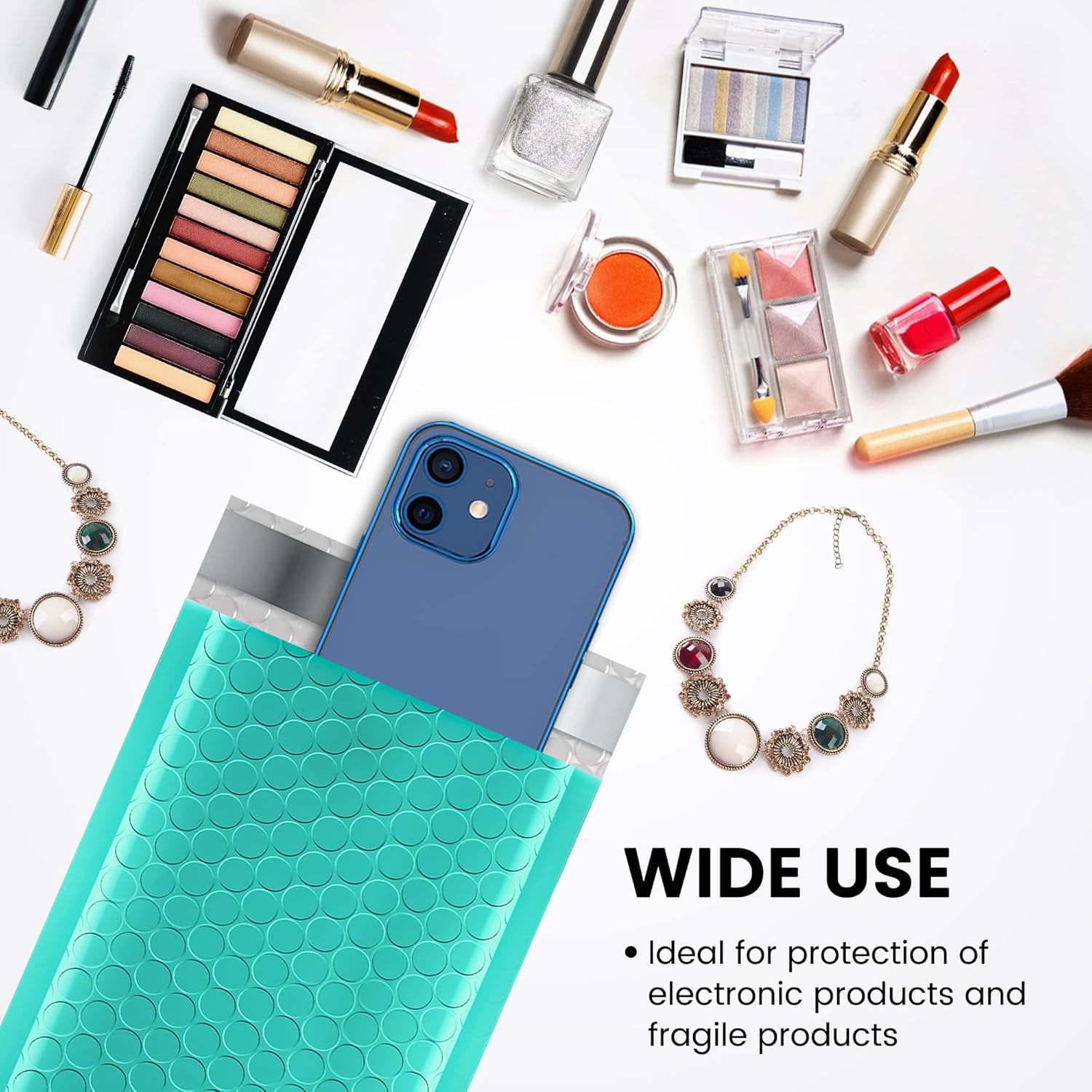 Fuxury Small Bubble Mailers 4x8" 100 Pack, Teal Bubble Mailer, Self Seal Padded Envelopes Gifts Mailing Envelopes Bubble Padded, Bubble Envelopes for Shipping, Small Business Usable Size 4x7" - Image 7