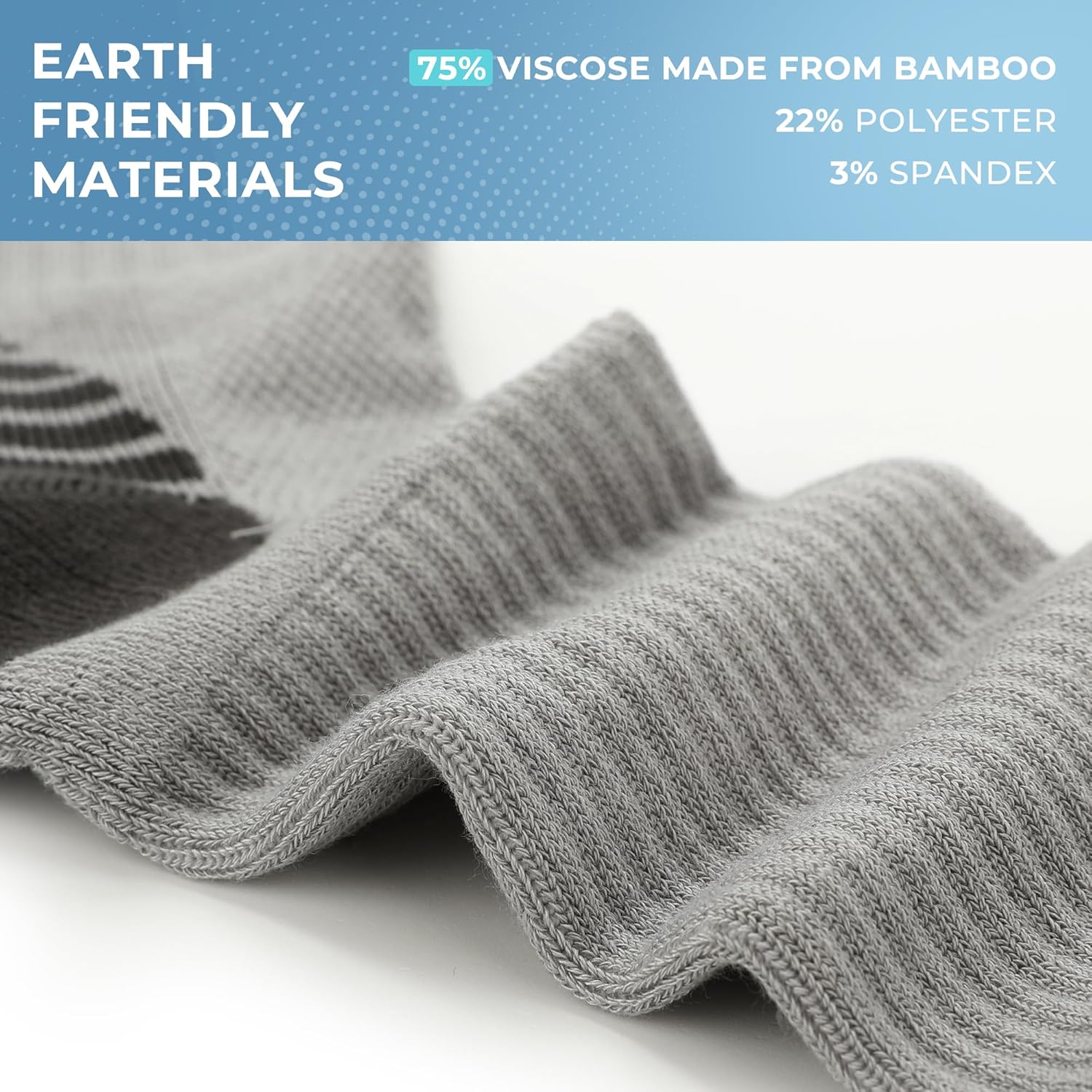 BAMBOO COOL Men's Crew Socks Athletic Running Sports Socks, Cushioned Moisture Wicking, Breathable Arch Support 6 Pack - Image 5