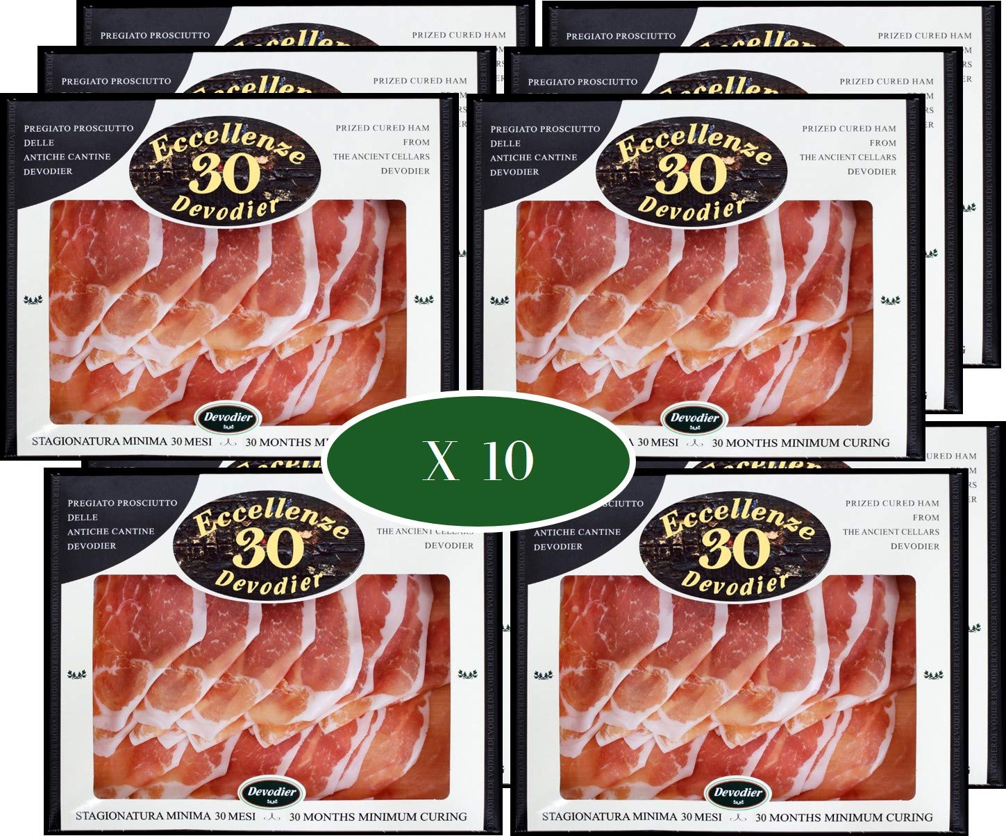Prosciutto Italiano DEVODIER Riserva Eccellenze 30 mesi affettato min. 30 mesi - Confezione da 10 Vaschette