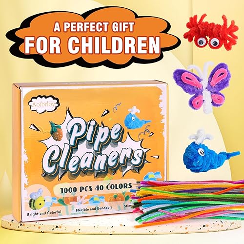 Miniatura 5 de Aoibrloy 1000 limpiapipas para artes y manualidades del día de San Valentín, tallos de felpilla de 40 colores para proyectos creativos de bricolaje,