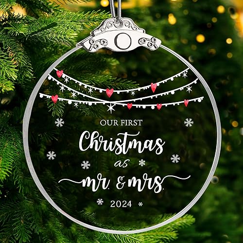 Regalos de boda para parejas adorno único para la primera Navidad 2023 regalo de compromiso para el señor y la señora regalos para recién casados