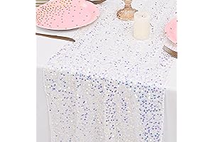 20x120 Inch White Sequin Table Runner: Transform Your Party into a Shimmering Extravaganza