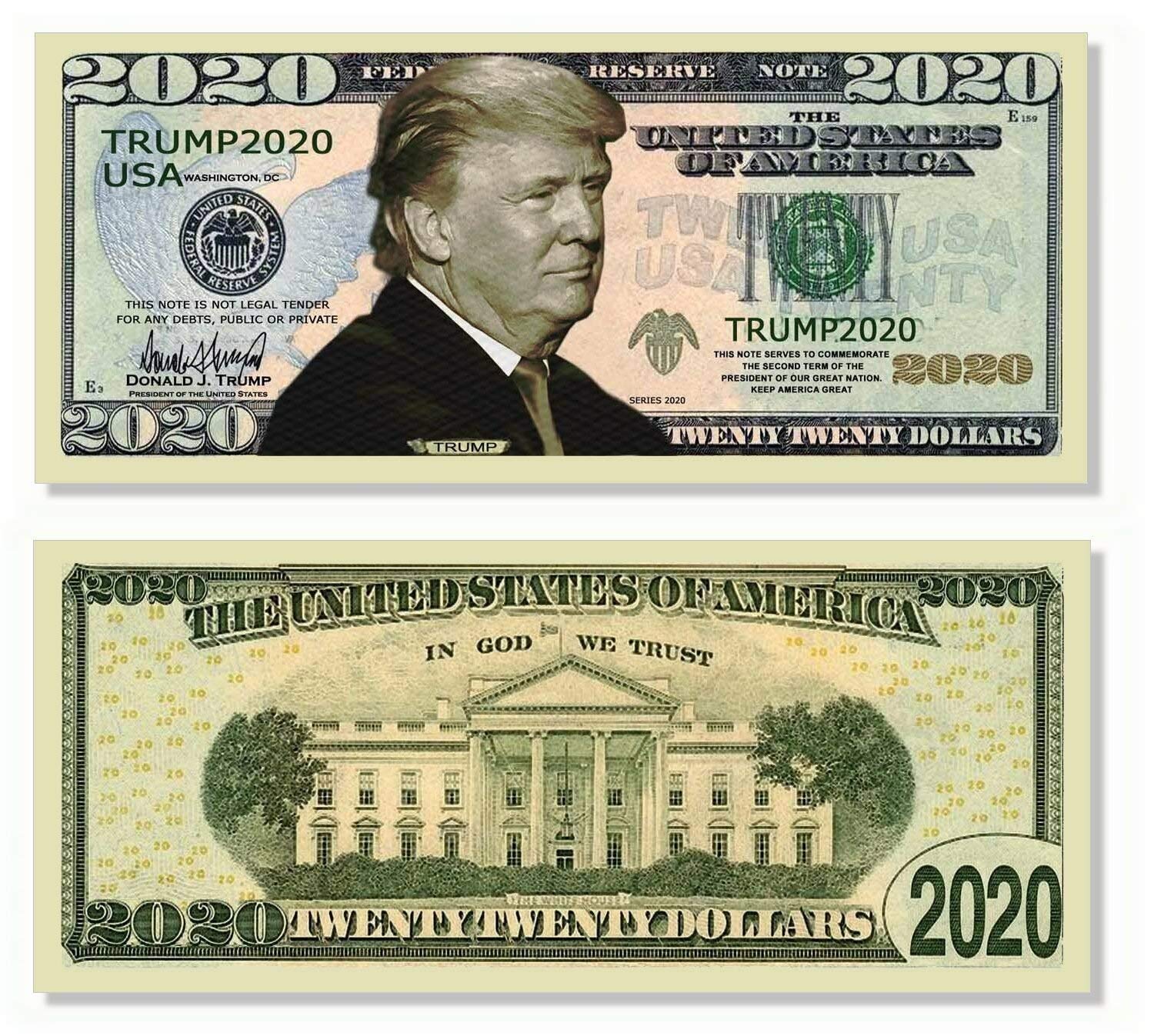 c Pcscp Pack Of 50 Donald Trump Re Election Presidential Dollar Bill Limited Edition Novelty Dollar Bill With Bonus Trump Buy Online In Antigua And Barbuda At Desertcart