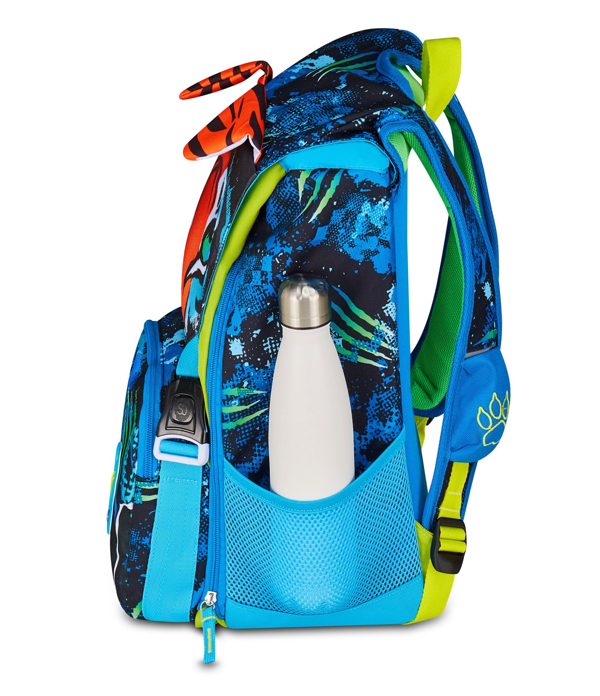 SJ GANG STYLE JAM GANG Zaino Scuola Estensibile Big, Blu, Zaino con Divisorio Interno, Tasca Superiore con Orecchie in Peluche, Tasca per Borraccia, 24 L, Zaino Scuola Elementare, Bambino