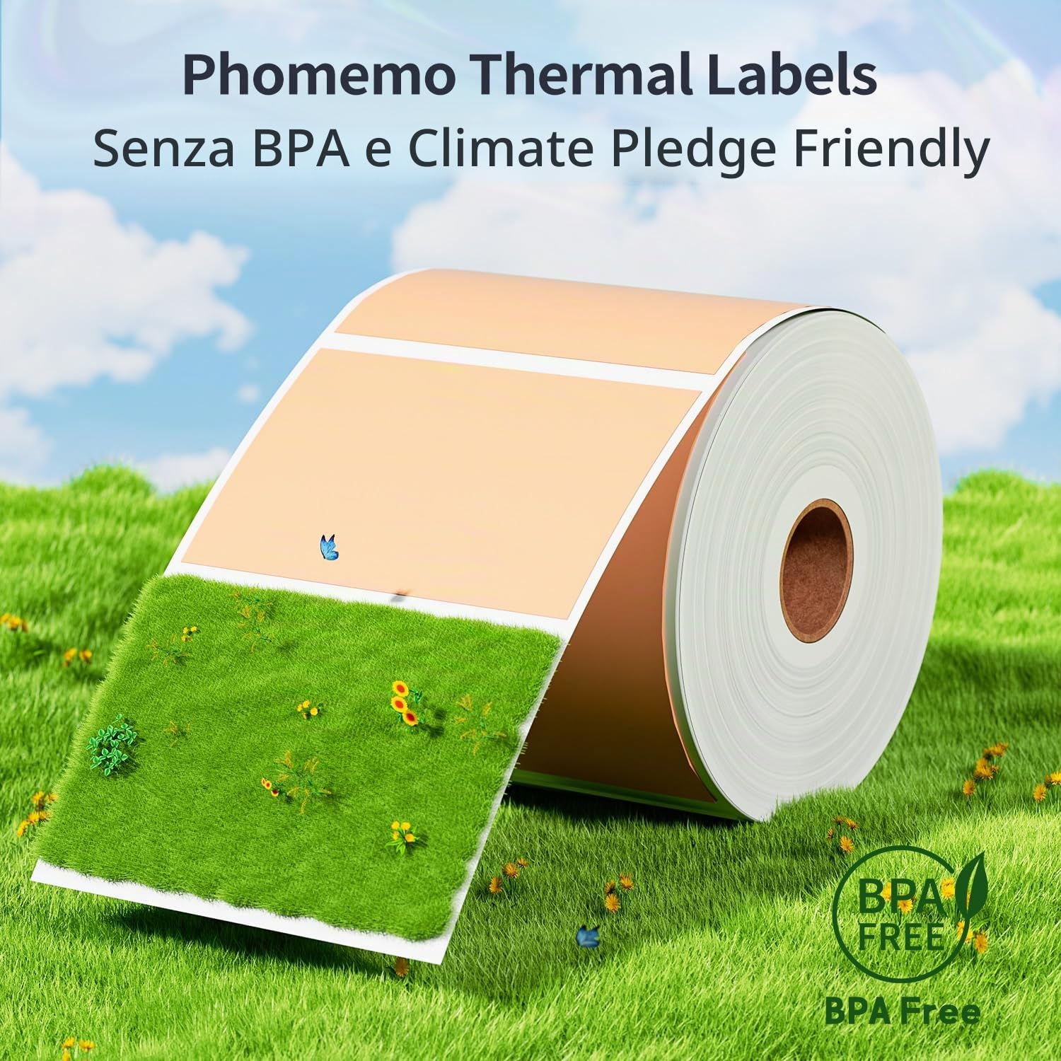 Phomemo M110/M220/M221/M200/M120/M100/M108/M150/M250/M260 Etichette autoadesive colorate 40 x 30 mm (1,57" x 1,18"), 6 rotoli di carta per etichette termiche colorate per stampanti per etichette