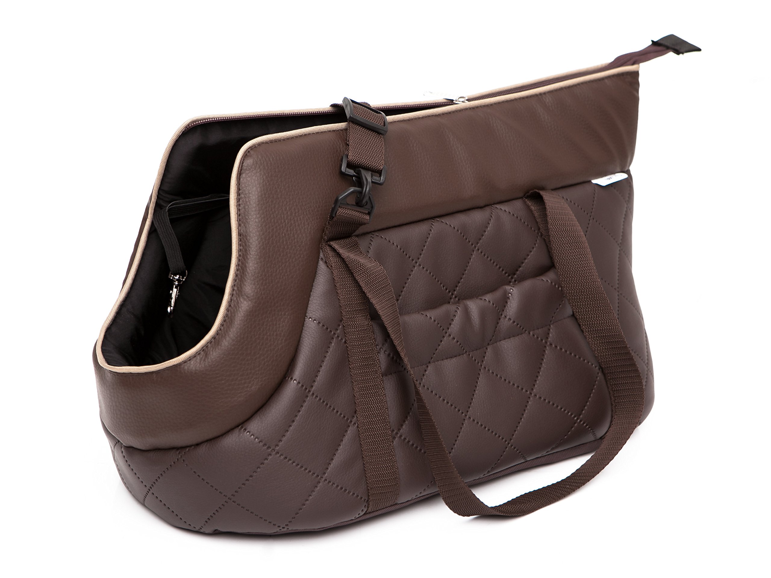 PillowPrim Tiertasche aus ökoleder Hundetasche Tragetasche für kleinen und mittleren Hund, Katze bis 7 Kg
