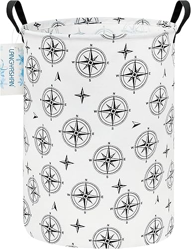 Miniatura 23 de LANGYASHAN Contenedor de almacenamiento, cesta organizadora plegable de tela de lona para ropa sucia, contenedores de juguetes, cestas de regalo, Un