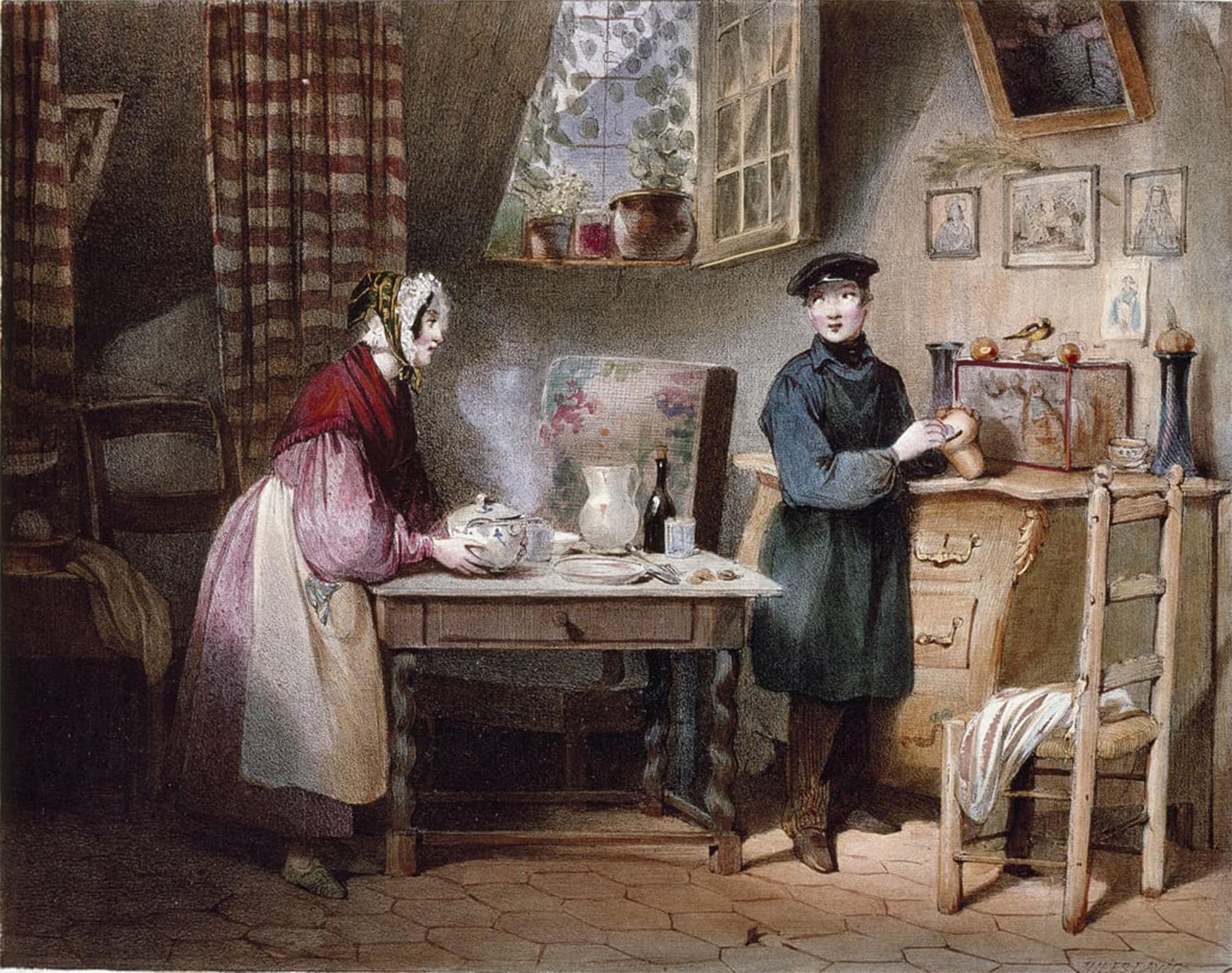 SERENDIPITP Retro Picture Poster Wall Art Pictures Painting Young Couple in a House by Jules David Wall Art Canvas Print for Wall Decor 60x90cm