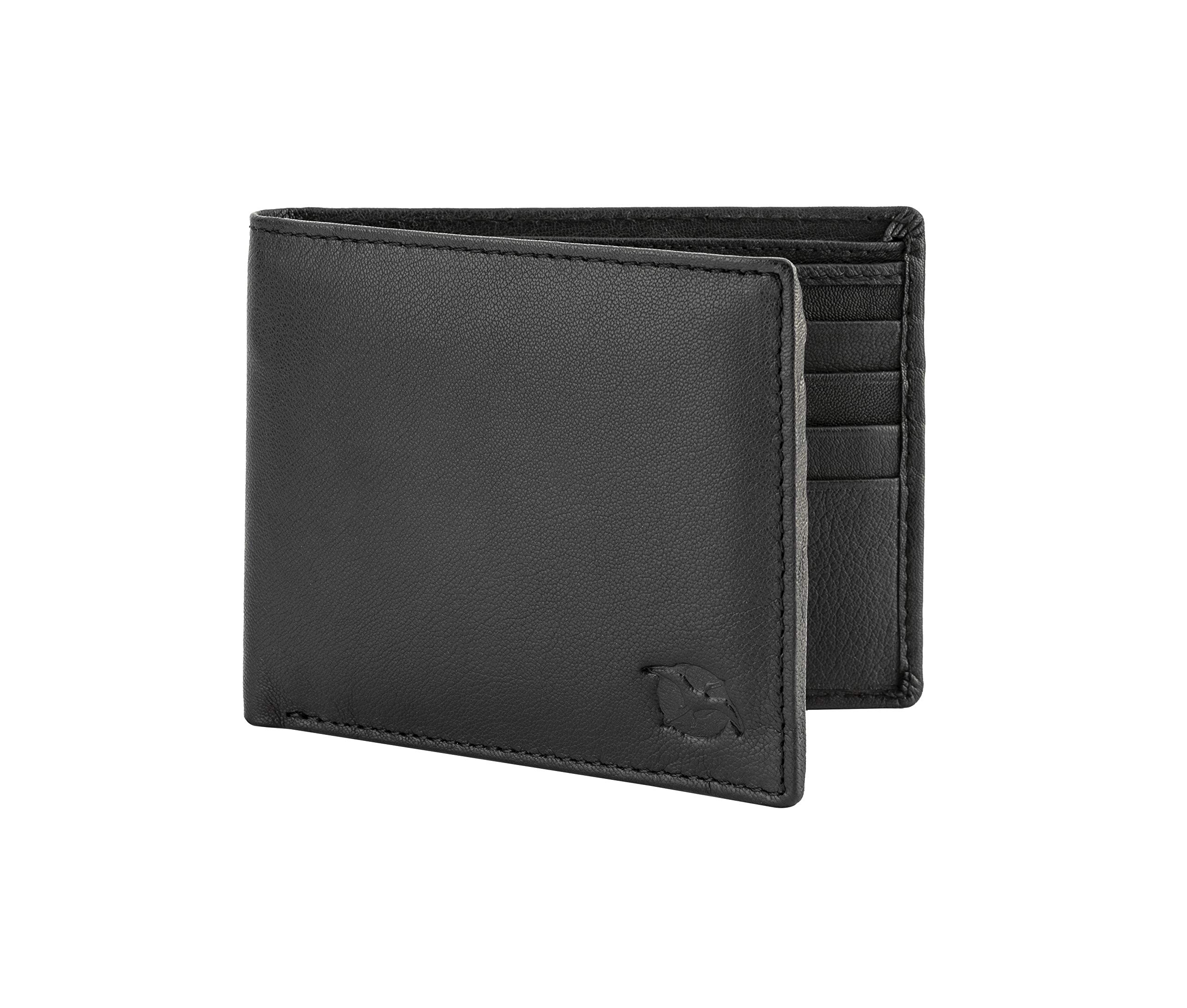Flying FossilGenuine Leather Hand-Crafted Wallet For Men, Bifold Leather Wallet, Black - Ffw00047, Ffw00047-Black