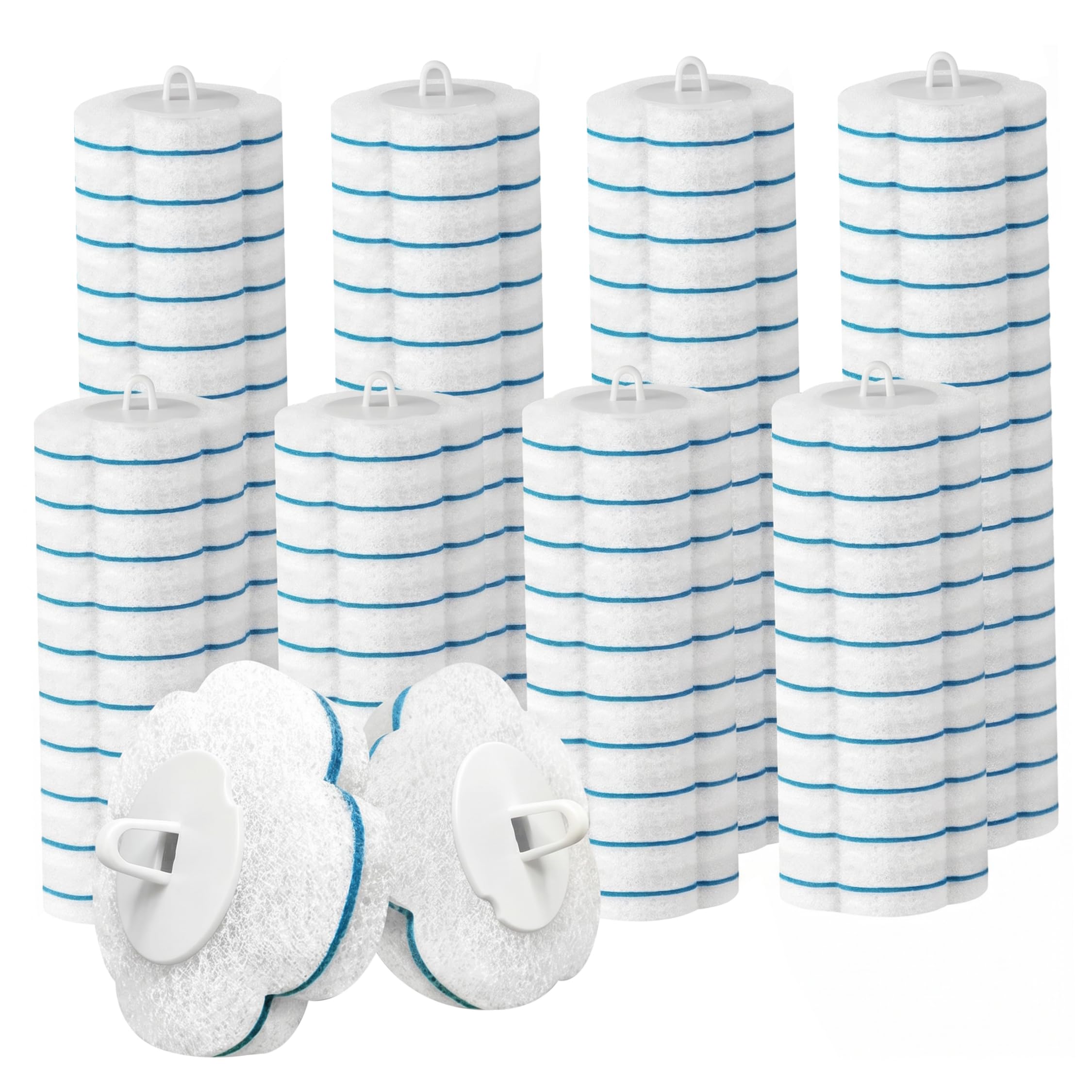 Striegro 80 Pack Toilet Scrubber Refill, Disposable Toilet Brush Refills with Built-in Cleaning Solution for Bathroom, White.