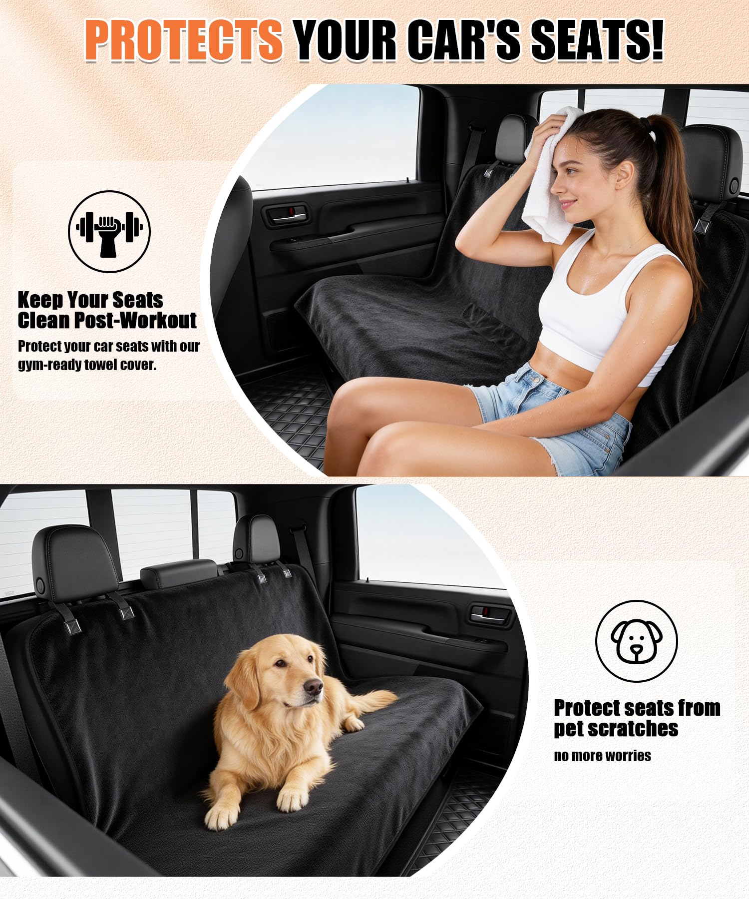Universal Back Car Seat Cover for Pets Dog Seat Cover Hammock Heavy Duty Scratch Proof Nonslip 100% Waterproof Durable Soft Car Accessories Interior for Women and Man Cars, Trucks, SUVs, Jeep - image 4