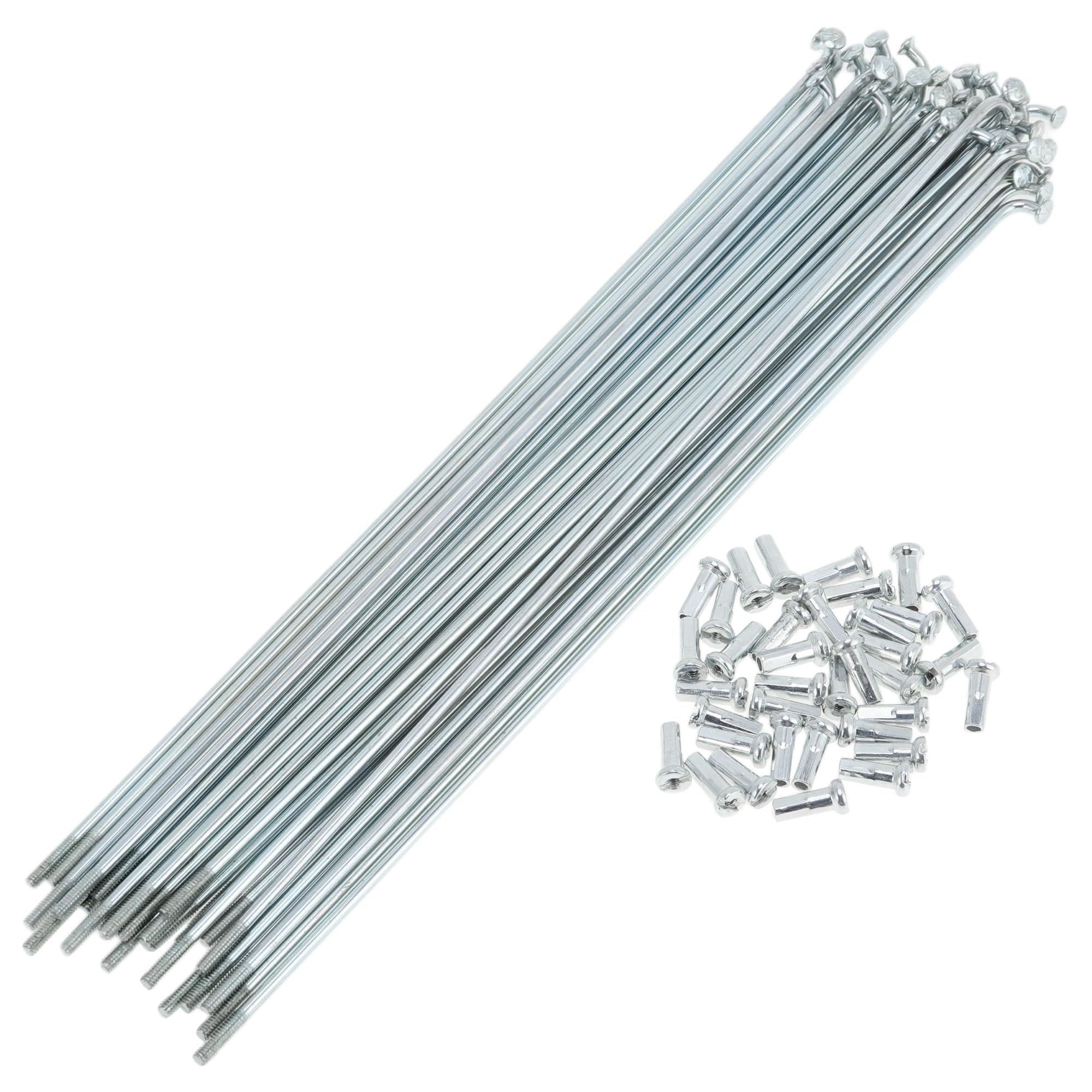 A ABSOPRO 36 Set 14G Bicycle Spokes 187mm Bike Wheel Spokes Galvanized Carbon Steel Silver Tone