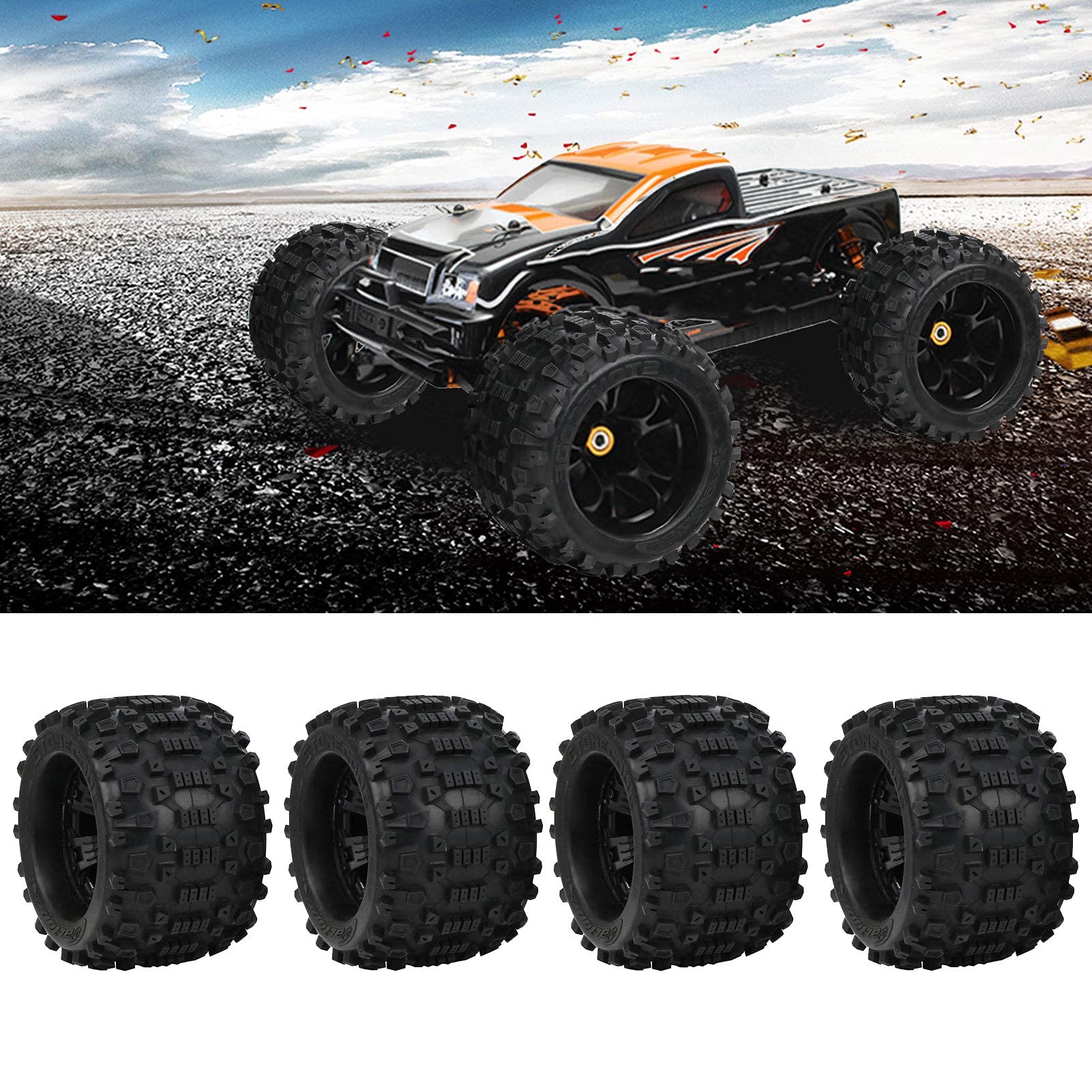 VGEBY RC Reifen, 4 Stück RC Wheels Ersatz für 1/8 RC Crawler Reifen, 170x103mm, Outdoor, Sand, Fels Gelände, Modelleauto Rennen