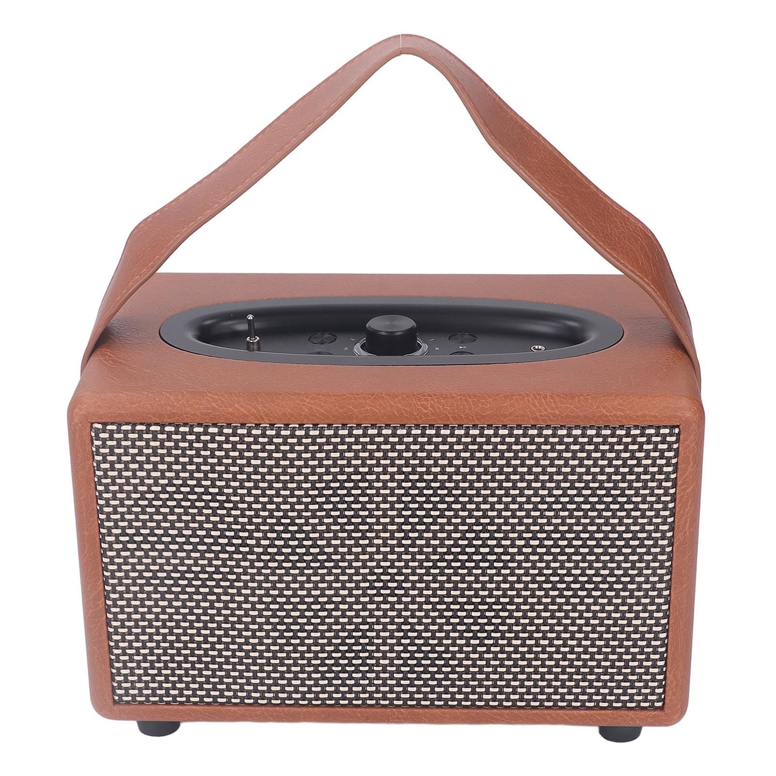 Haut-Parleur Haut-Parleur Radio Rétro Simili Cuir Caisson de Basses Radio Haut-Parleur Simili Cuir sans Fil Antique Cuir Synthétique Haut-parleurs Portables